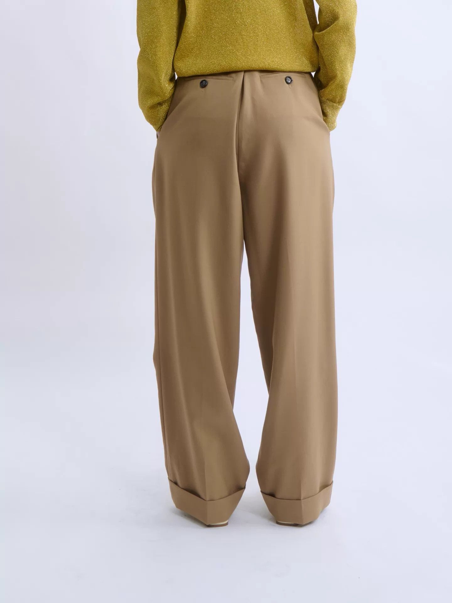 Maison Margiela MARNI Khaki Lana Wool Pleated Wide Leg Slacks Size 28" / US 6 / IT 42 - 4 Thumbnail