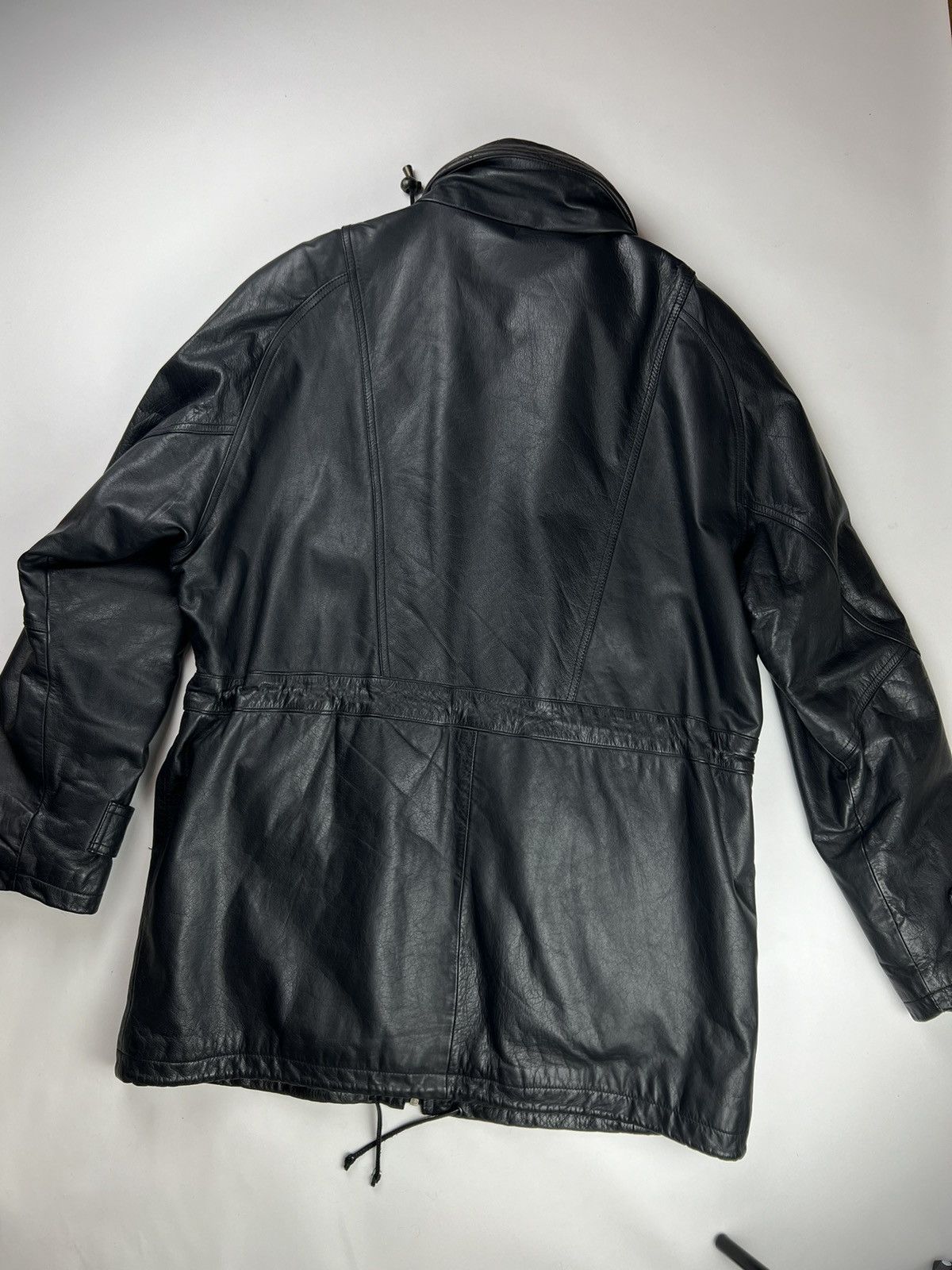 Japanese Brand × Vintage Vintage men's leather jacket black with brown inserts Size US XL / EU 56 / 4 - 14 Thumbnail