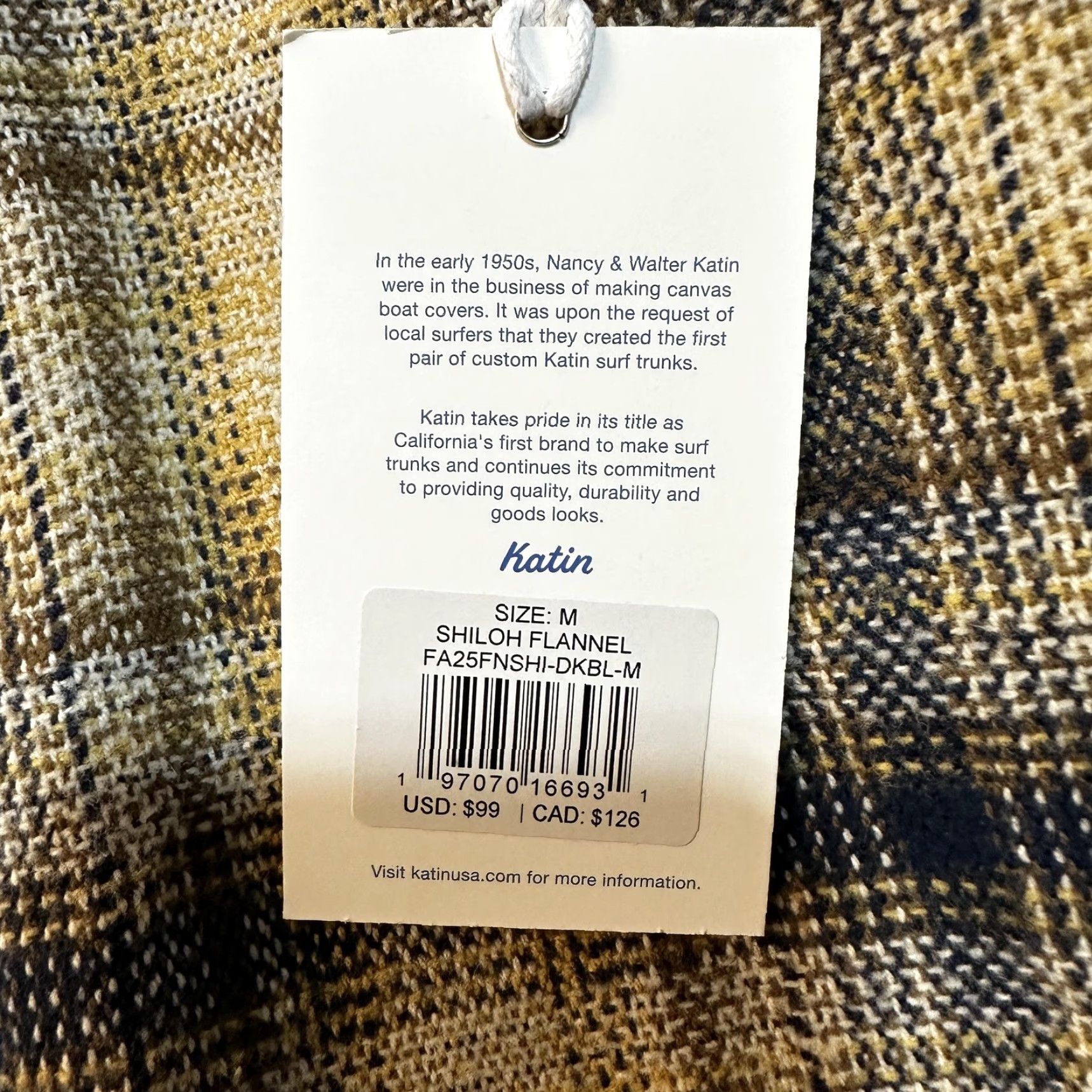 Katin Katin Shiloh Flannel Shirt Mens Medium Brown Blue Plaid Button Up Shacket Size US M / EU 48-50 / 2 - 3 Thumbnail