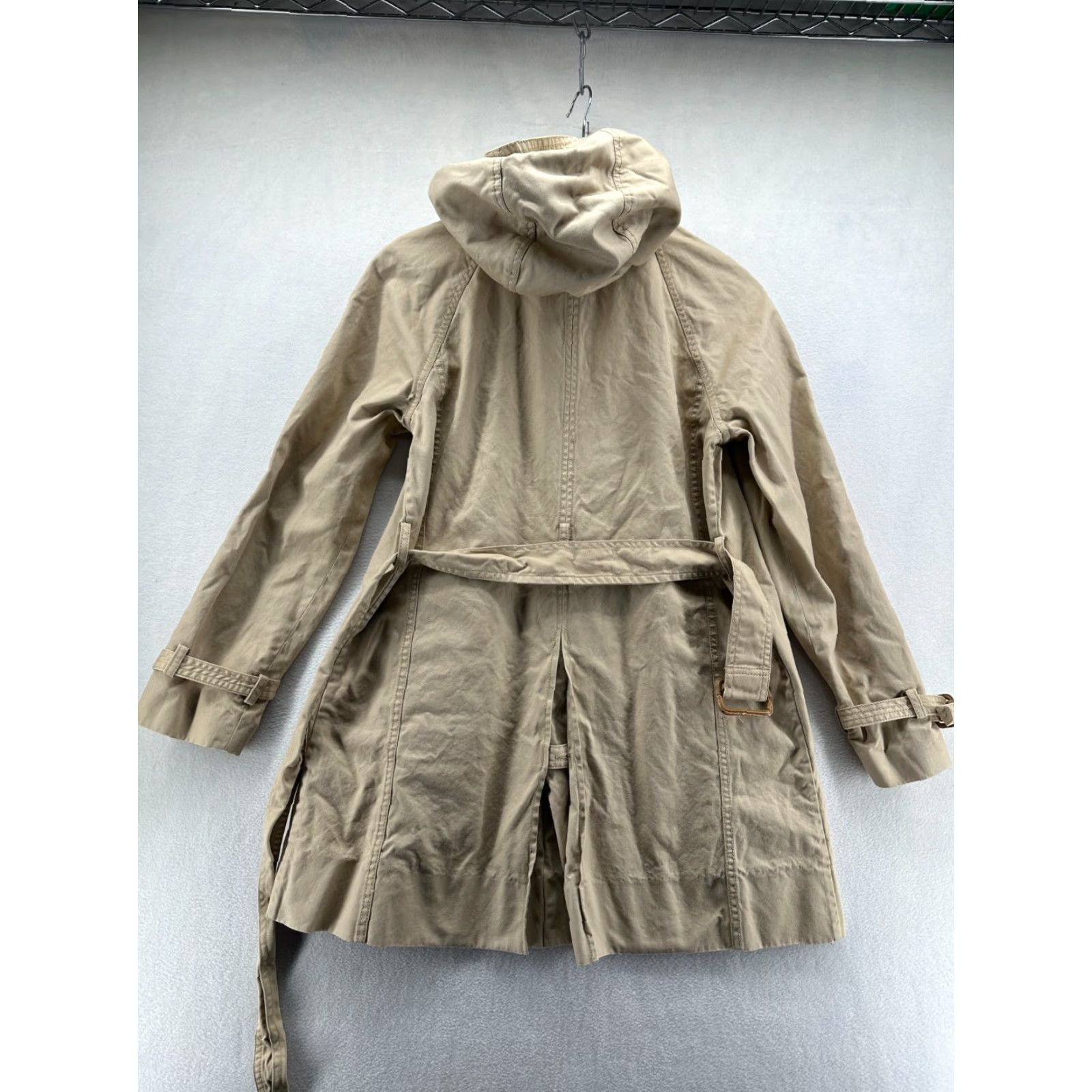J.Crew VINTAGE? No. J.CREW Trench Coat Coat Women 8 Beige Cotton Hooded Zip Long Sleeve Mid-Length Winter Classic Size M / US 6-8 / IT 42-44 - 2 Thumbnail