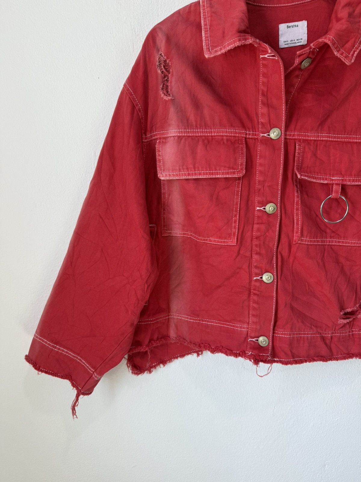Bershka BERSKA DISTRESS JACKET OVERSIZED STYLE CROPPED DESIGN Size S / US 4 / IT 40 - 3 Thumbnail
