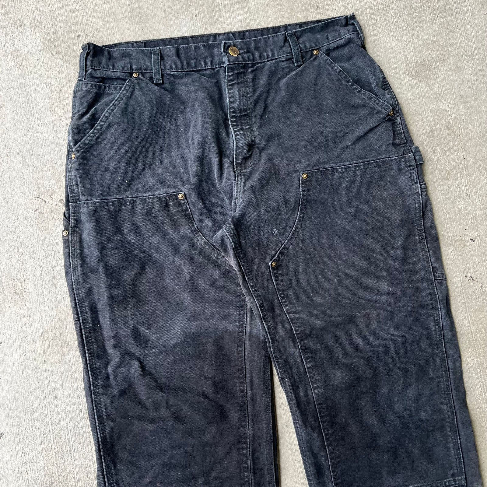Carhartt × Vintage Carhartt faded black double knee work wear carpenter pants Size US 34 / EU 50 - 2 Thumbnail