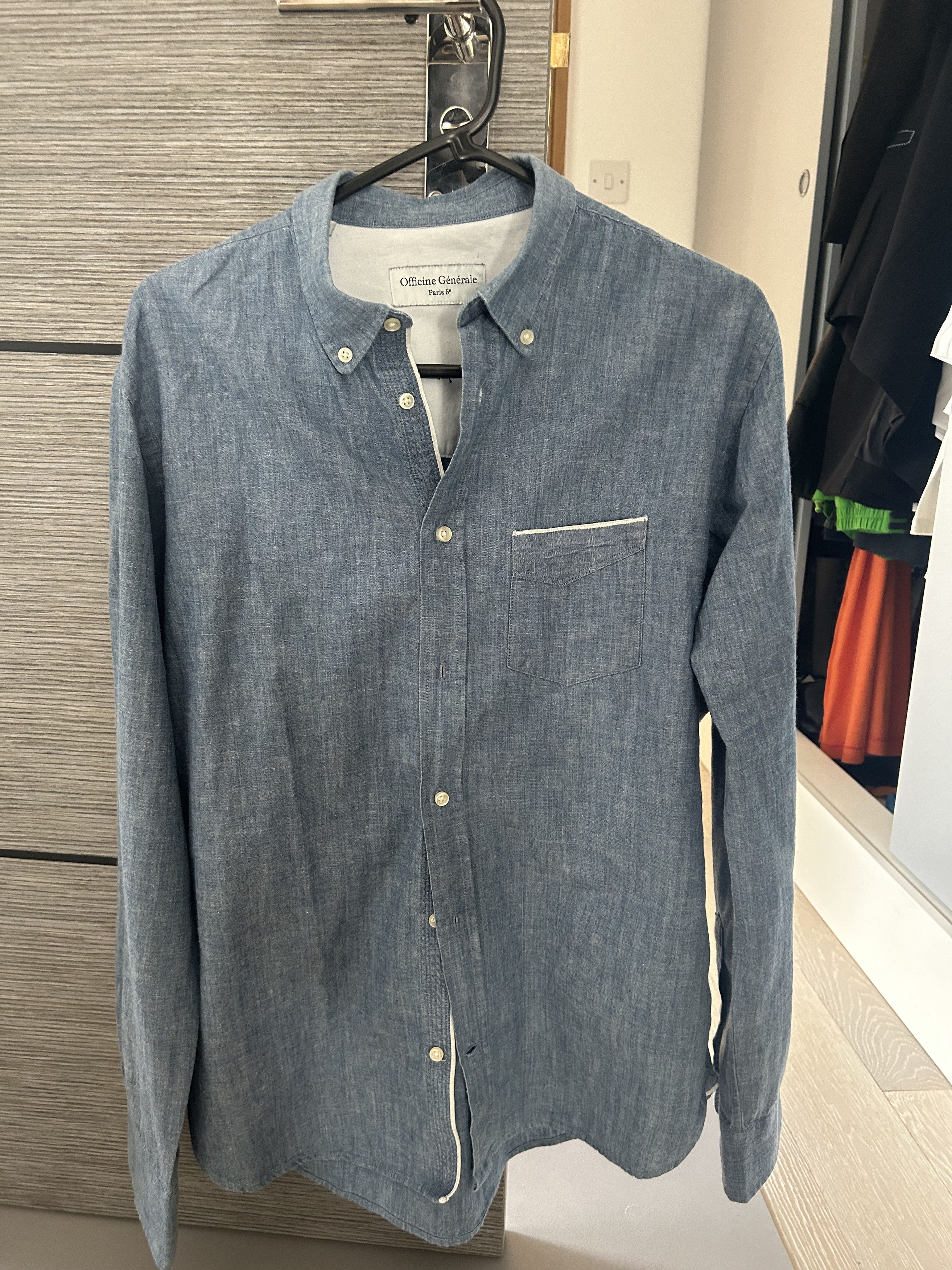 Officine Generale Navy cotton button-up shirt Size US M / EU 48-50 / 2 - 1 Preview