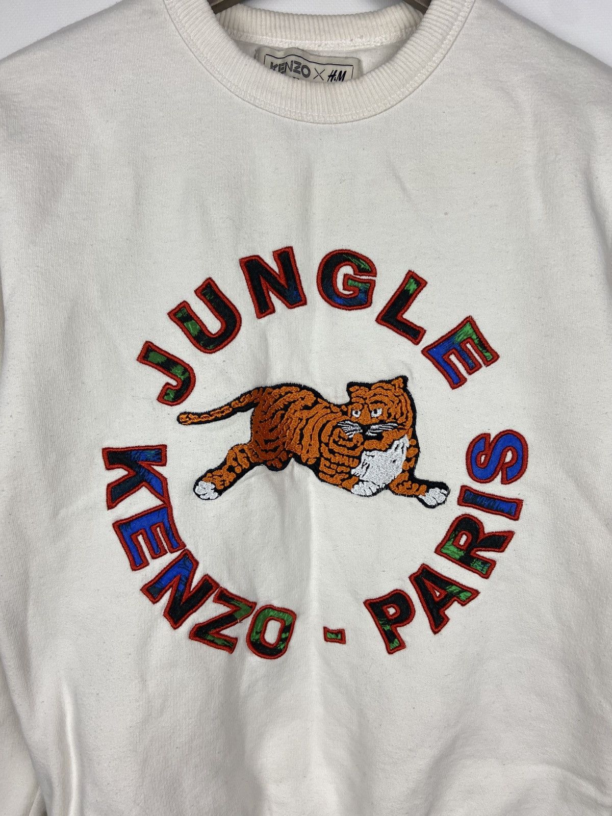 Designer × Kenzo Kenzo x H&M Sweatshirt White Embroidered Cotton Womens Sz XS Size XS / US 0-2 / IT 36-38 - 3 Thumbnail