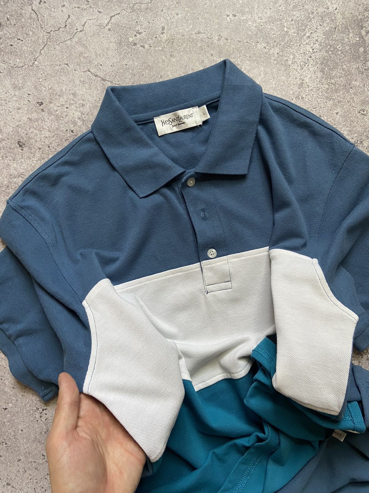 Yves Saint Laurent YSL polo Logo Summer YSL T Shirt Blue White Streetwear Y2K Size US L / EU 52-54 / 3 - 5 Thumbnail