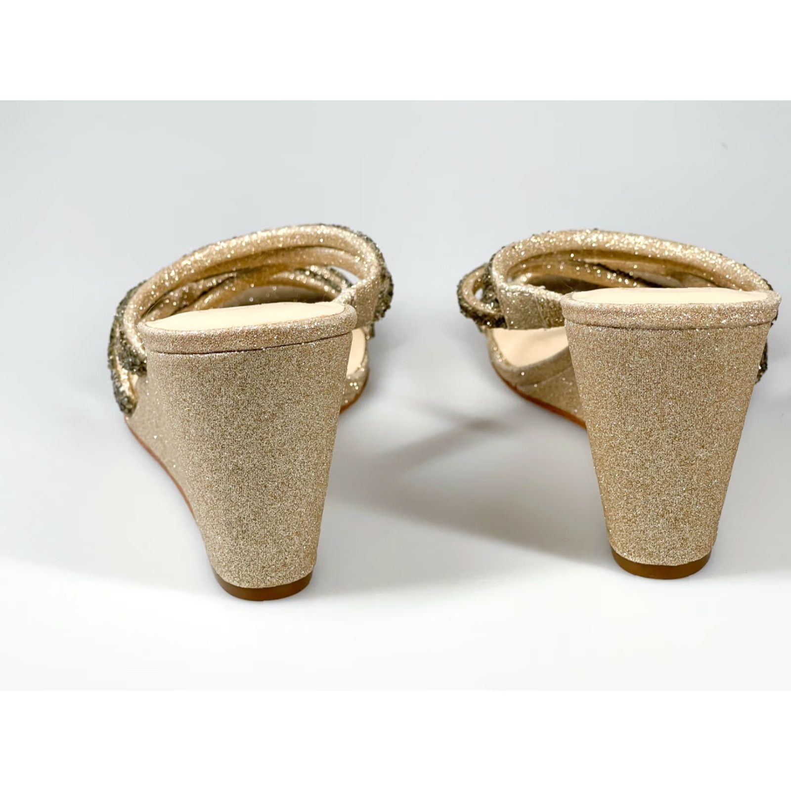 Jessica Simpson Jessica Simpson Colley Womens Sandal M Beige 9.5 High Wedge Glitter Bling 90s? Size US 10 / IT 40 - 5 Thumbnail