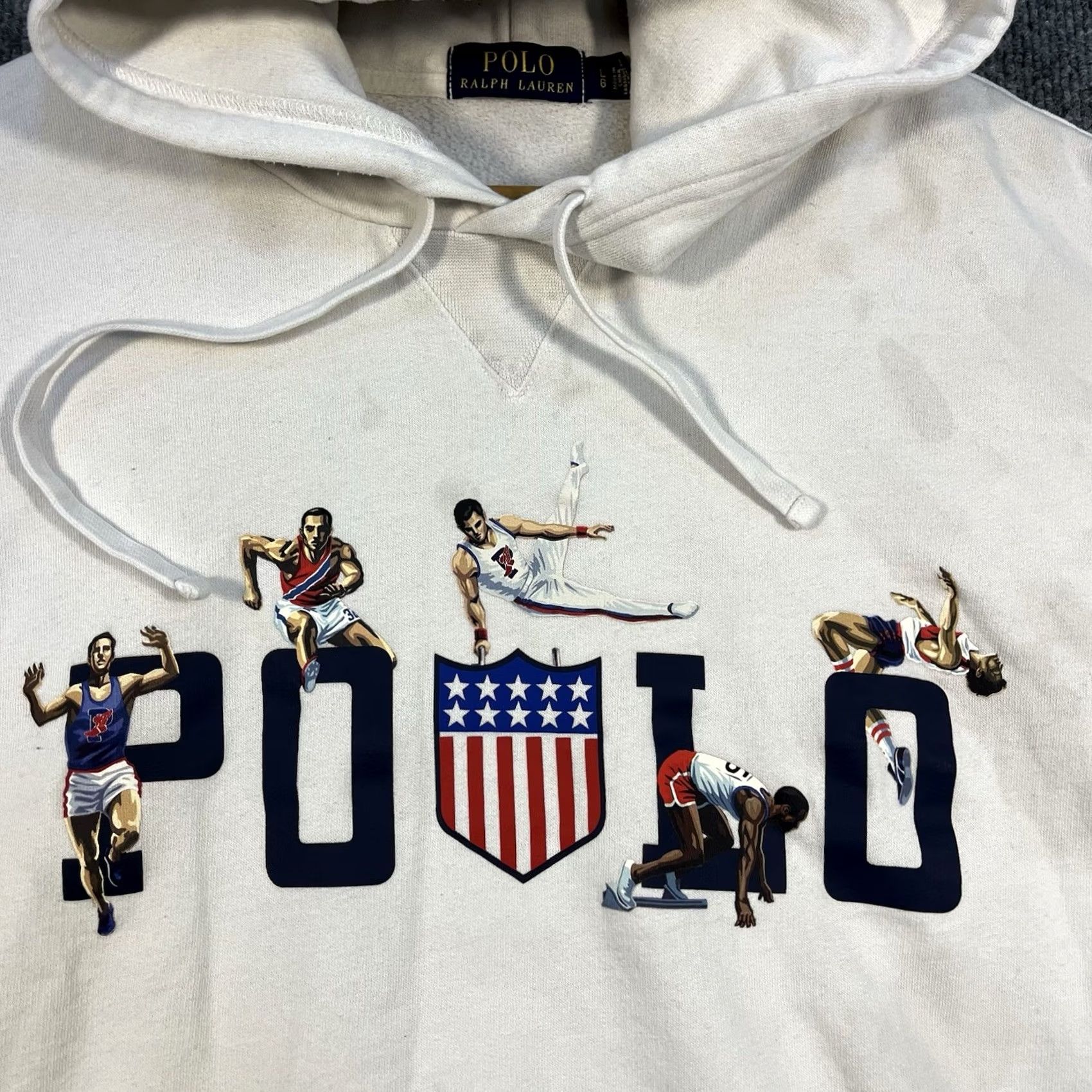 Ralph Lauren Polo Ralph Lauren Hoodie Vtg Olympics Track & Field Print Sweatshirt White Large Size US L / EU 52-54 / 3 - 2 Thumbnail