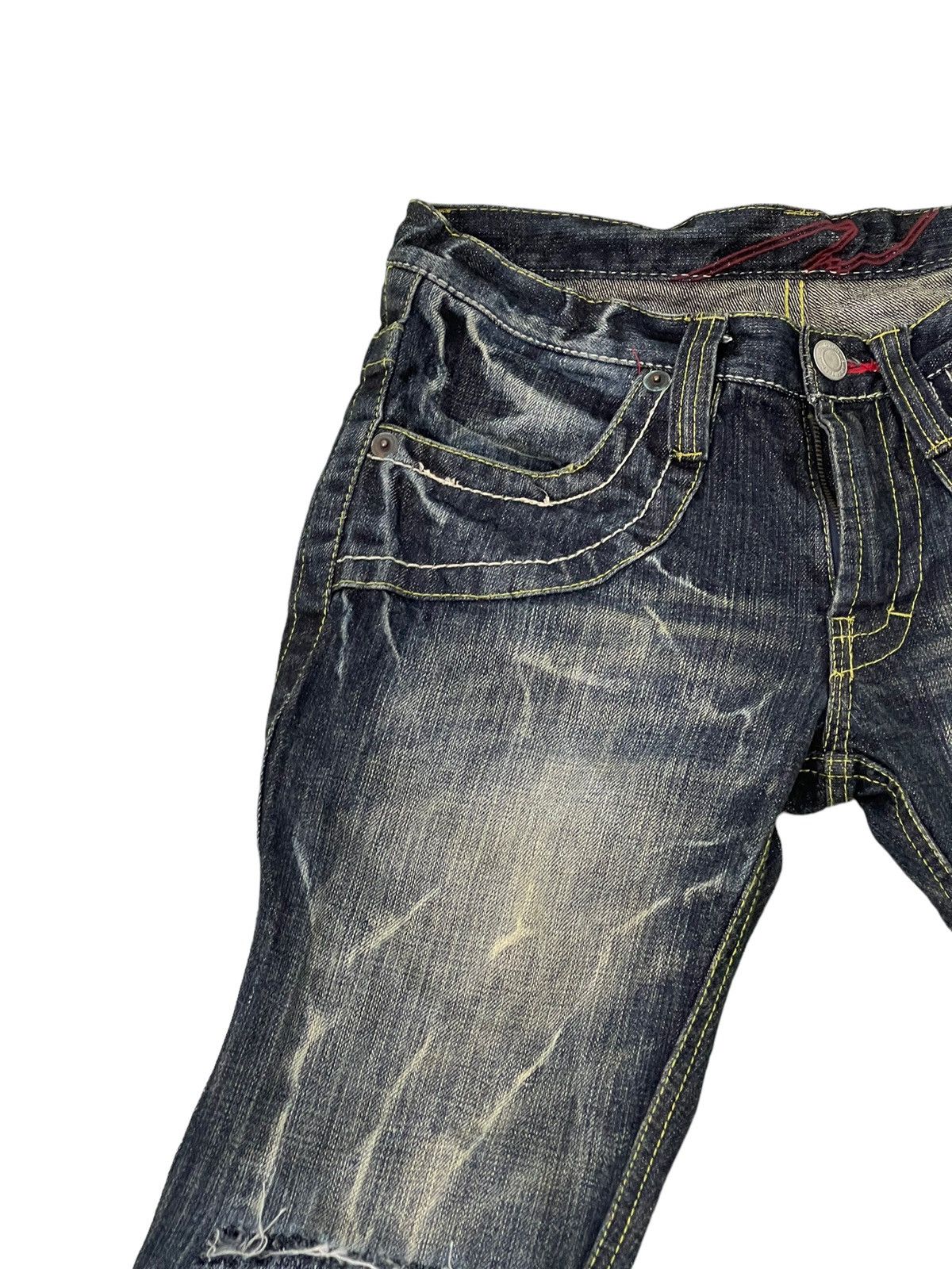 Japanese Brand Flare Jeans Three Stones Distress Low Rise Boot Cut 7🟦0 Size US 30 / EU 46 - 8 Thumbnail