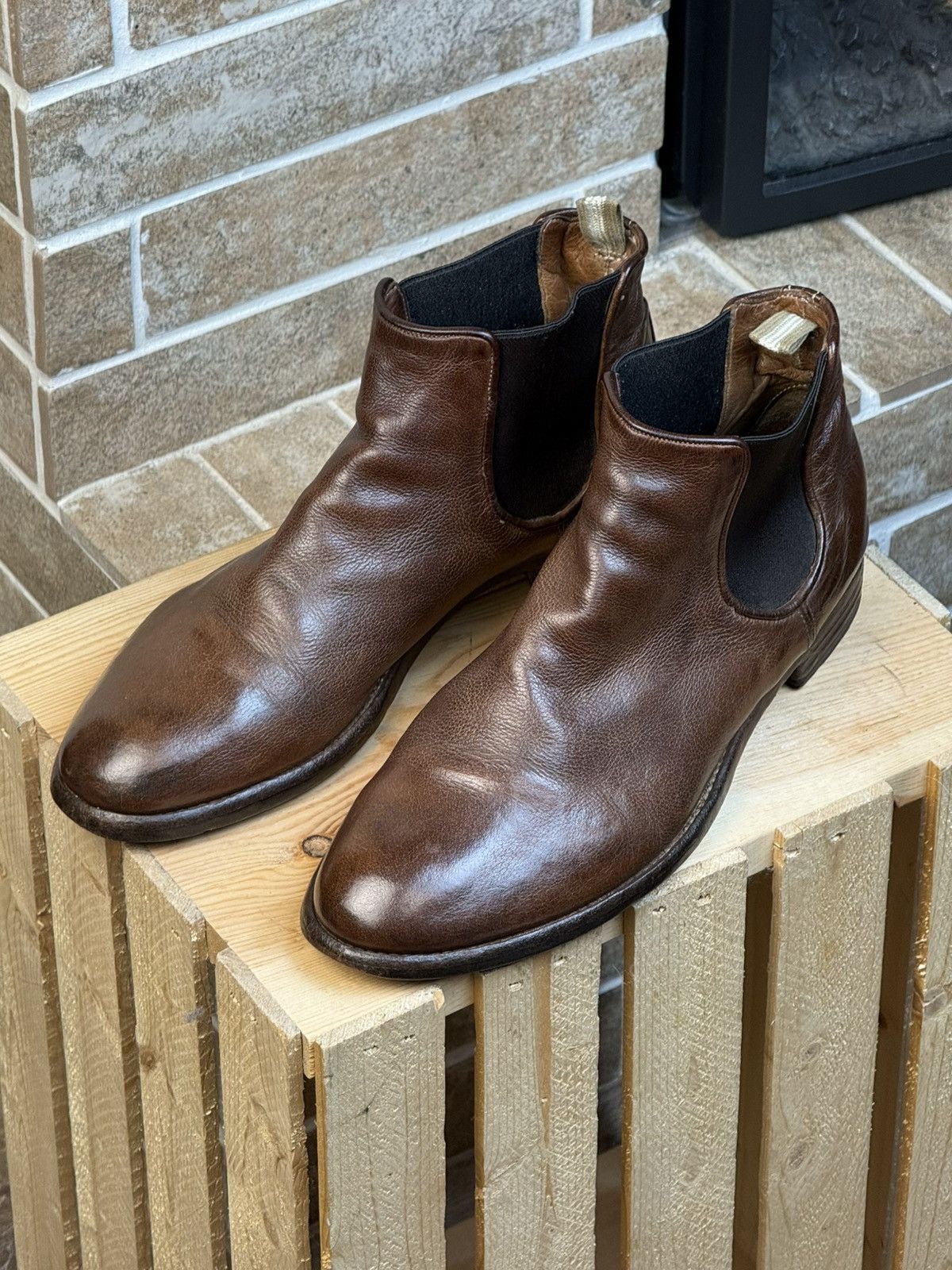 Officine Creative Brown Leather Ceton Chealsea Boots