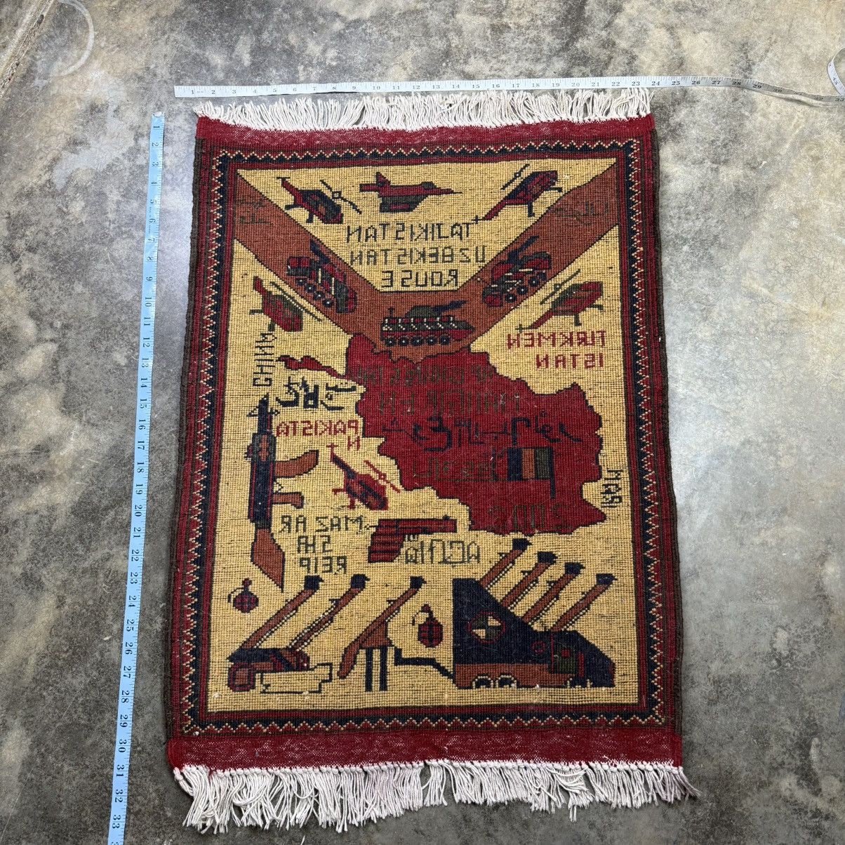 Vintage vintage 60s Pakistani war souvenir tapestry pakistan rug Size ONE SIZE - 6 Thumbnail