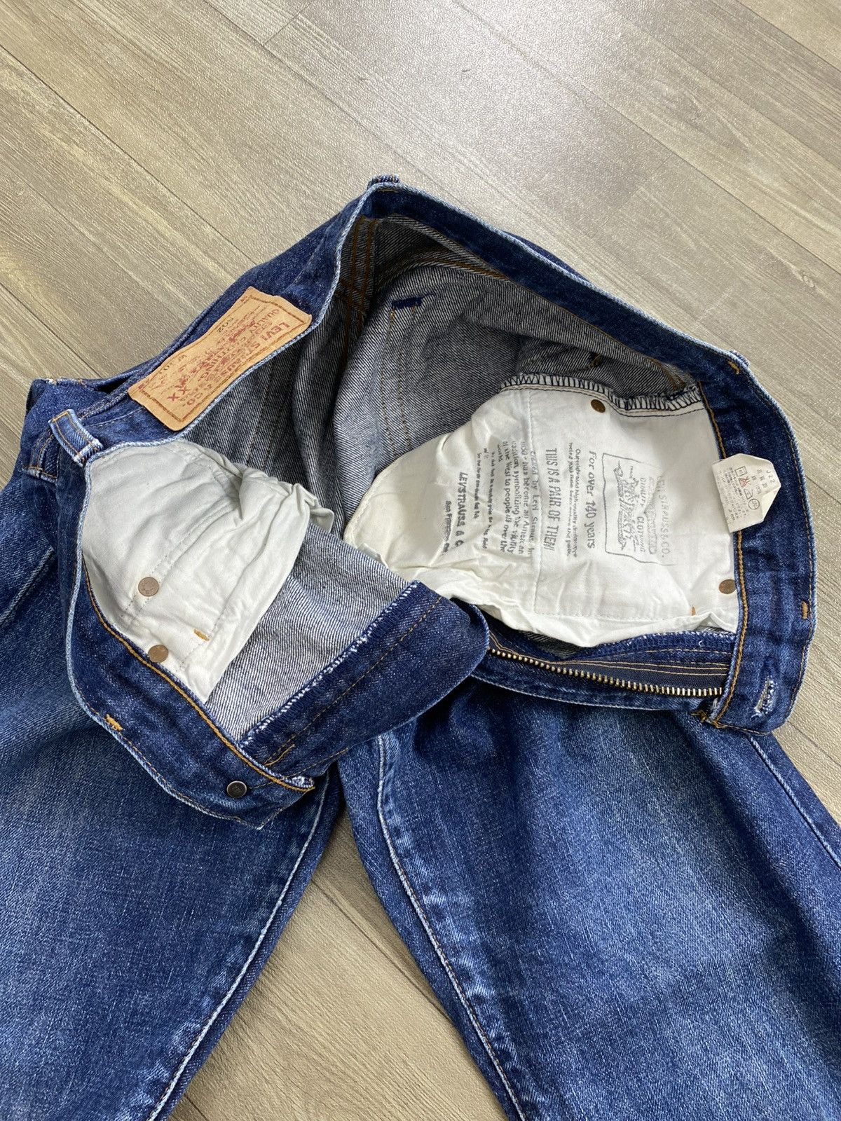 Levi's Vintage Clothing 🇯🇵Vintage Levis 502XX LVC Rindem Selvedge Distressed Jeans Size US 30 / EU 46 - 8 Thumbnail