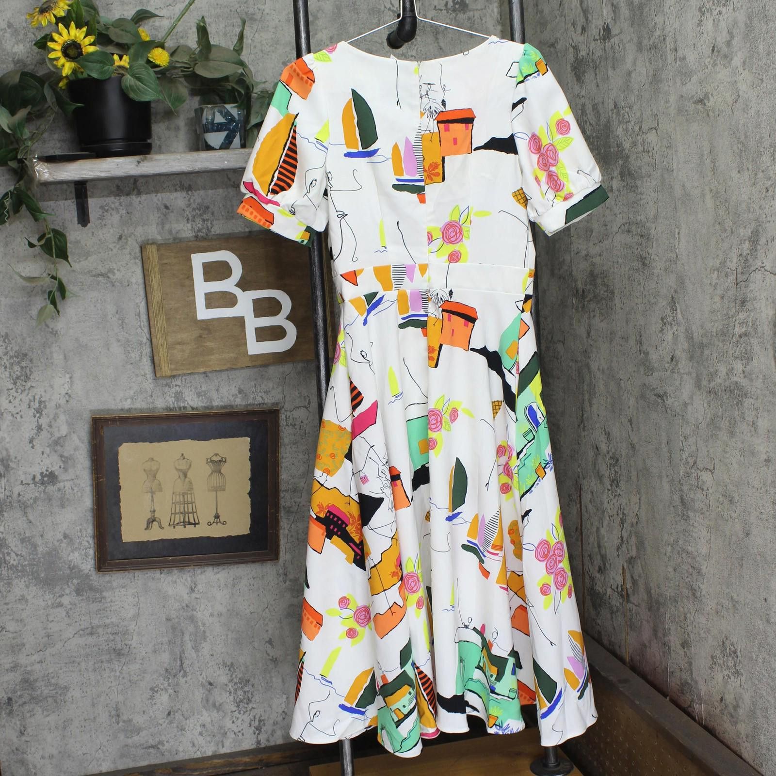 Other Nwt Ny Collection Jacquard Dress Country Painting White S Size S / US 4 / IT 40 - 2 Thumbnail