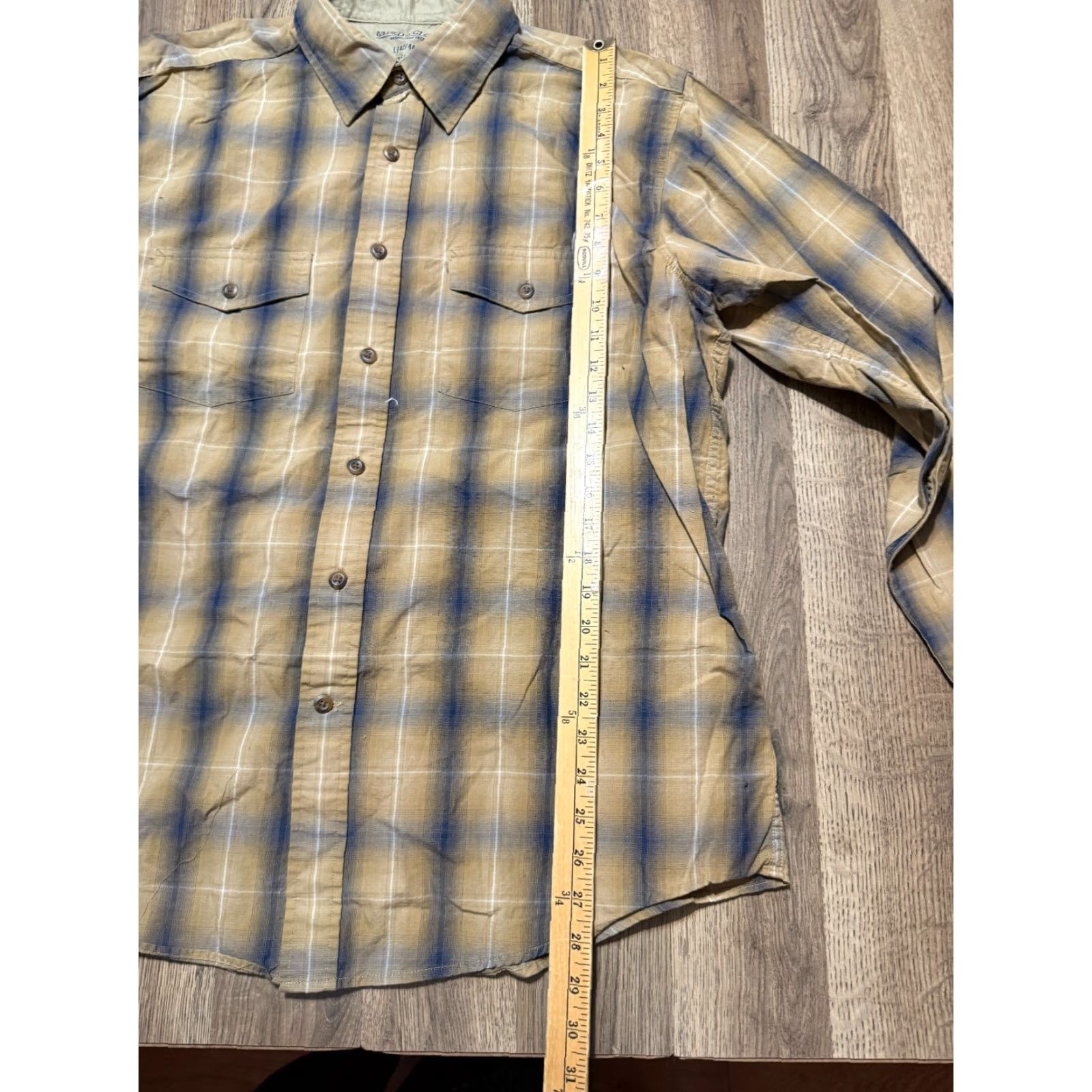 Faded Glory Faded Glory Shirt Men's L Brown Blue Plaid Long Sleeve Button Up | Multicolor Cotton Flannel Size US L / EU 52-54 / 3 - 7 Thumbnail
