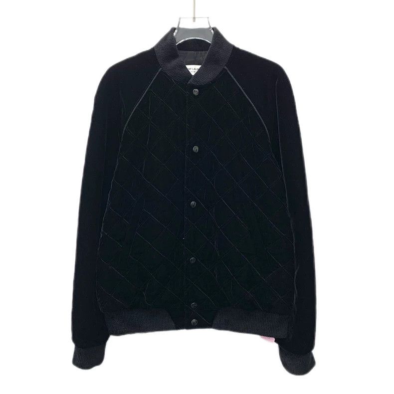 Saint Laurent Black diamond collar single-breasted long-s