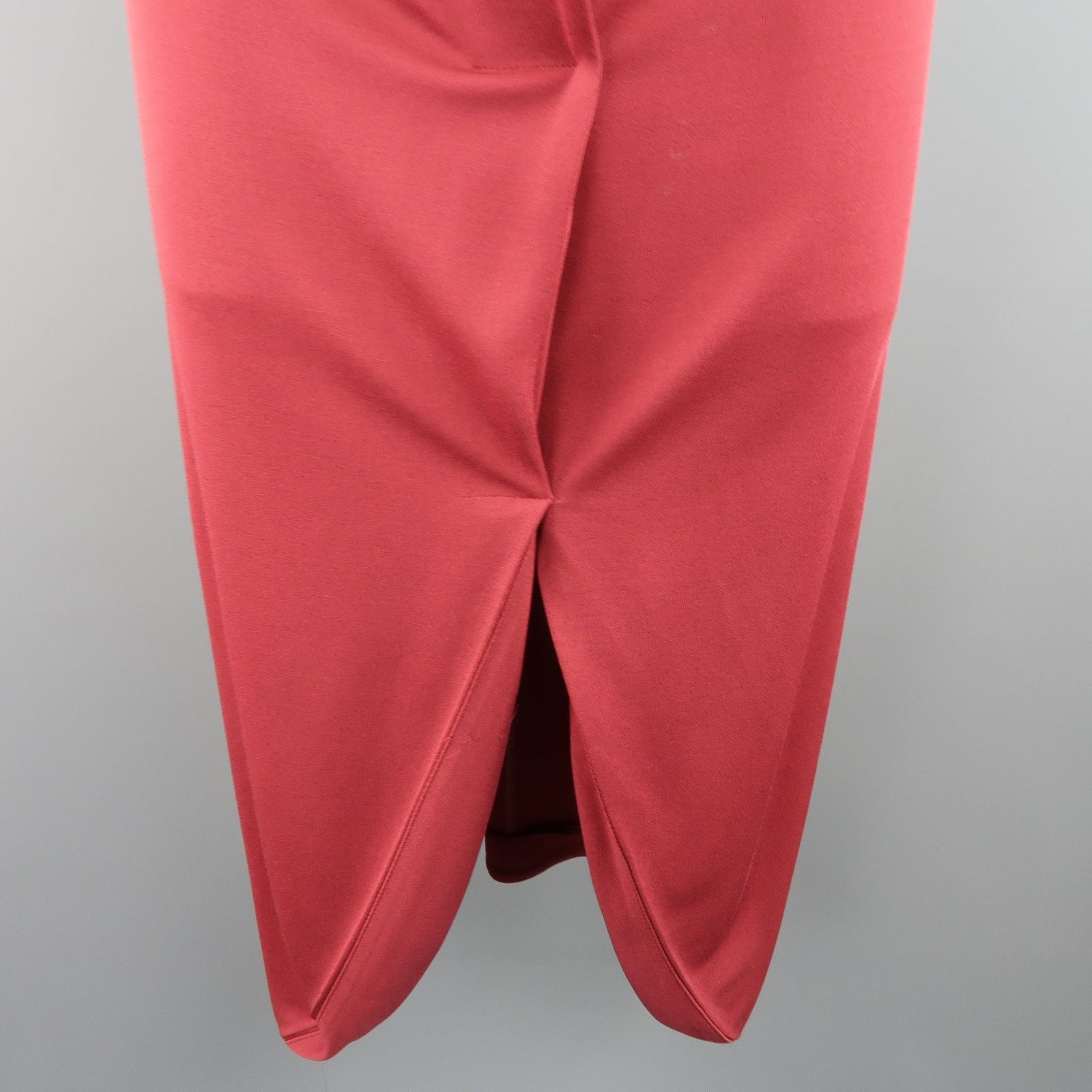 Yves Saint Laurent Size 14 Burgundy Viscose Blend V Neck Shift Dress Size XL / US 12-14 / IT 48-50 - 4 Thumbnail