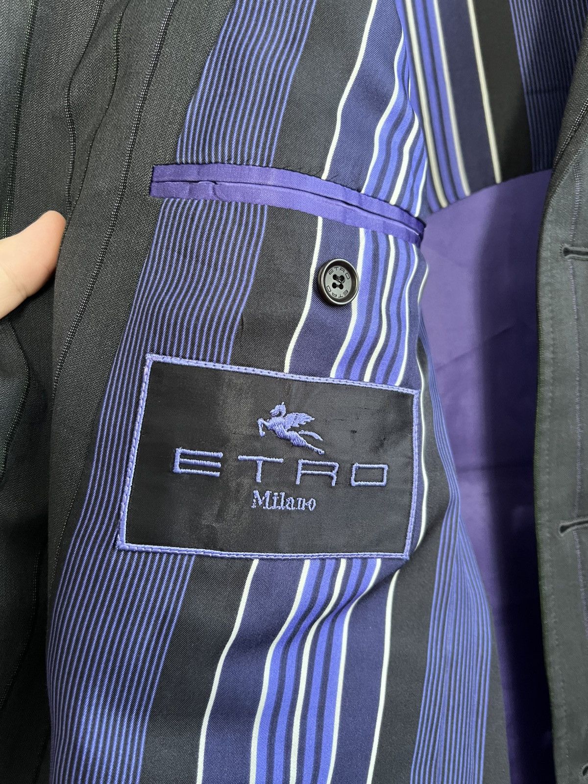 Etro Vintage Etro Milano Striped Blazer Classic Suit Wool Size 58 Size 50R - 12 Thumbnail