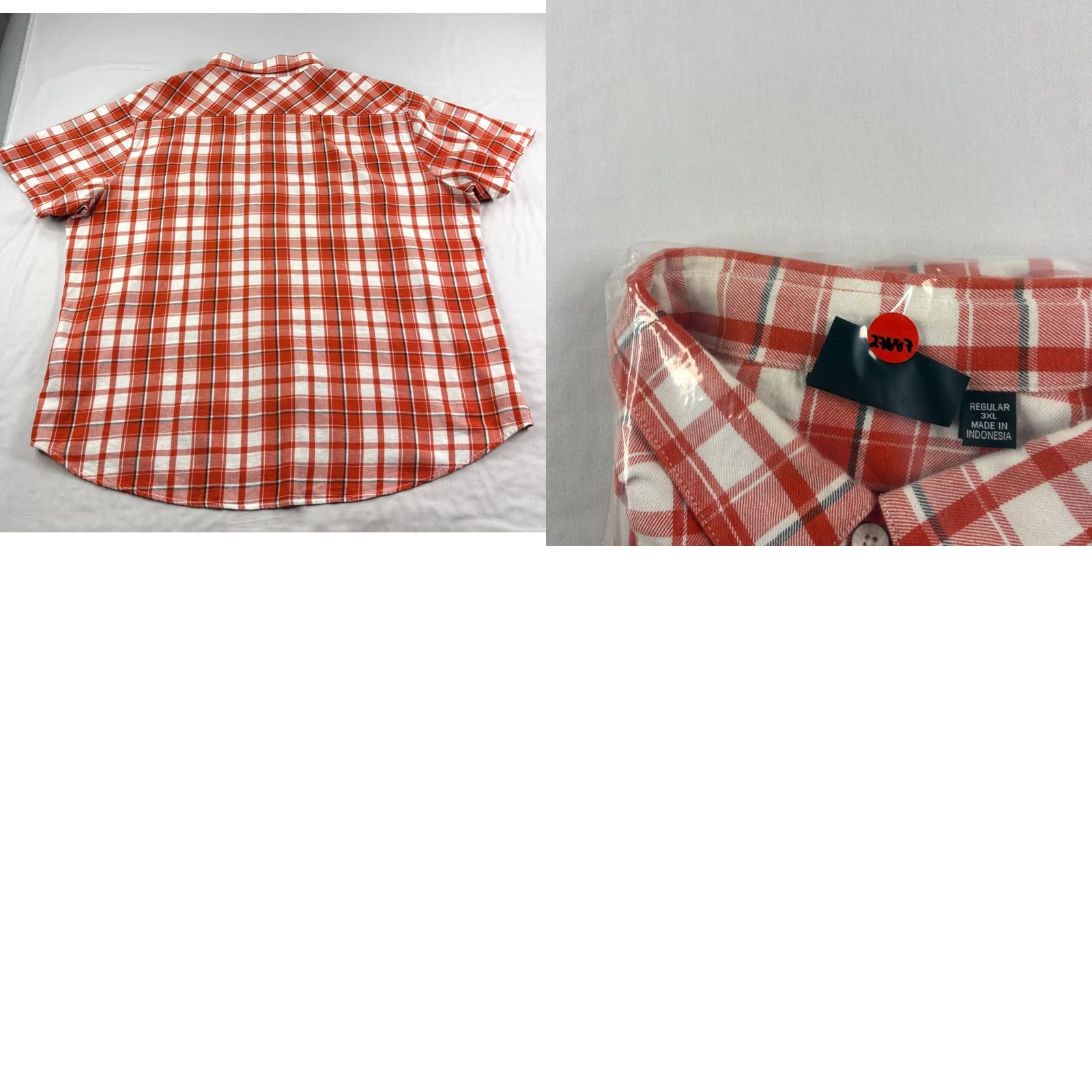 Harley Davidson Harley-Davidson Shirt Mens 3XL Orange Plaid Button-Up Short Sleeve Casual Biker Pockets Size US XXL / EU 58 / 5 - 8 Thumbnail
