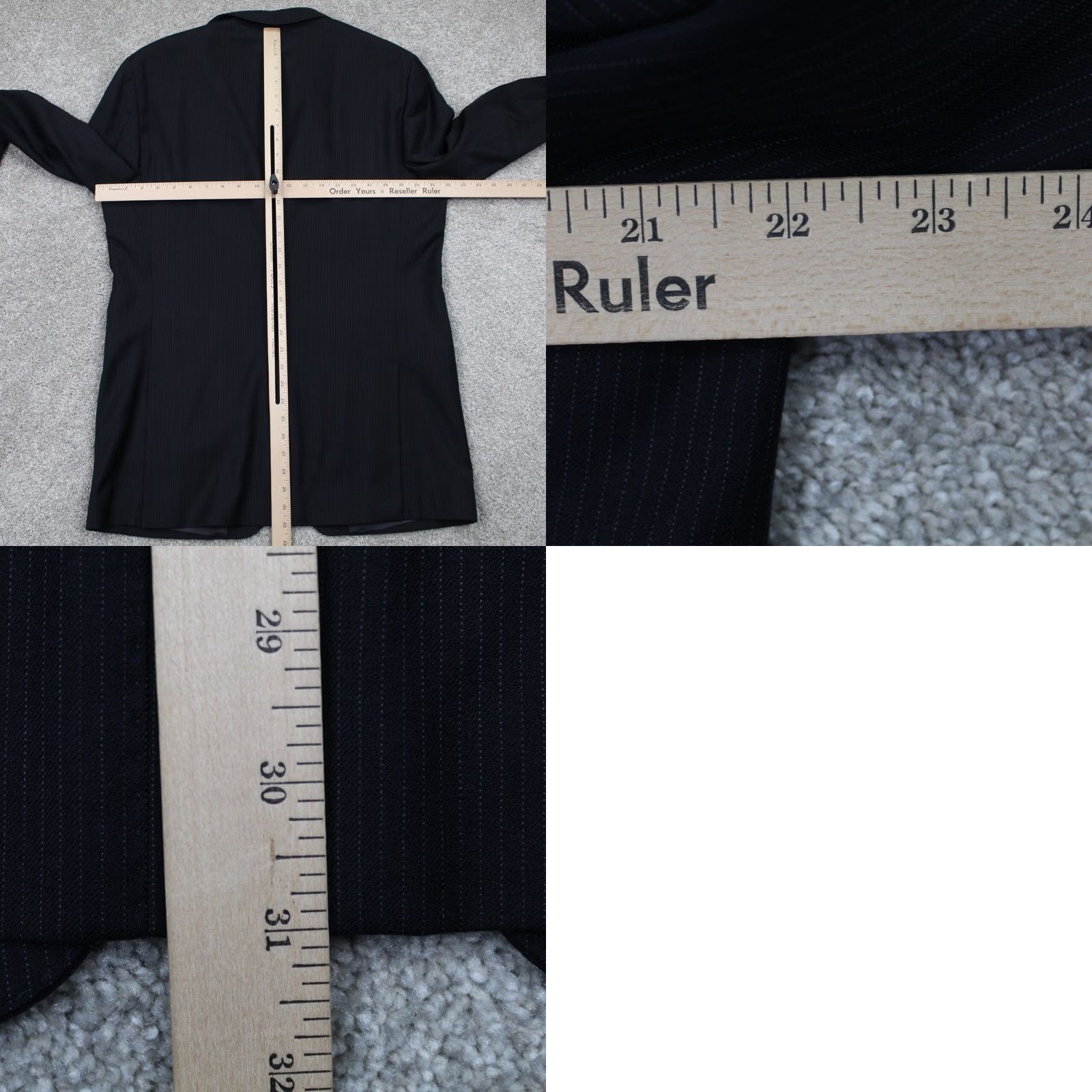 Banana Republic Banana Republic Blazer Men 42R Black Wool Pinstriped 2 Button Single-Breasted Jacket Coat Regular Vintage? (No) Size 42R - 9 Thumbnail