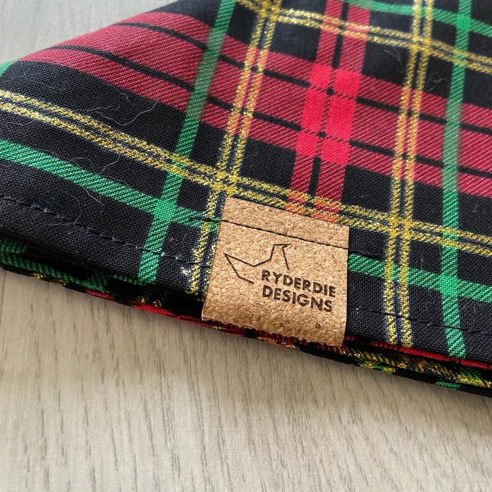 Designer Ryderdie Designs Christmas Sparkle Plaid Dog Bandana Size ONE SIZE - 4 Thumbnail