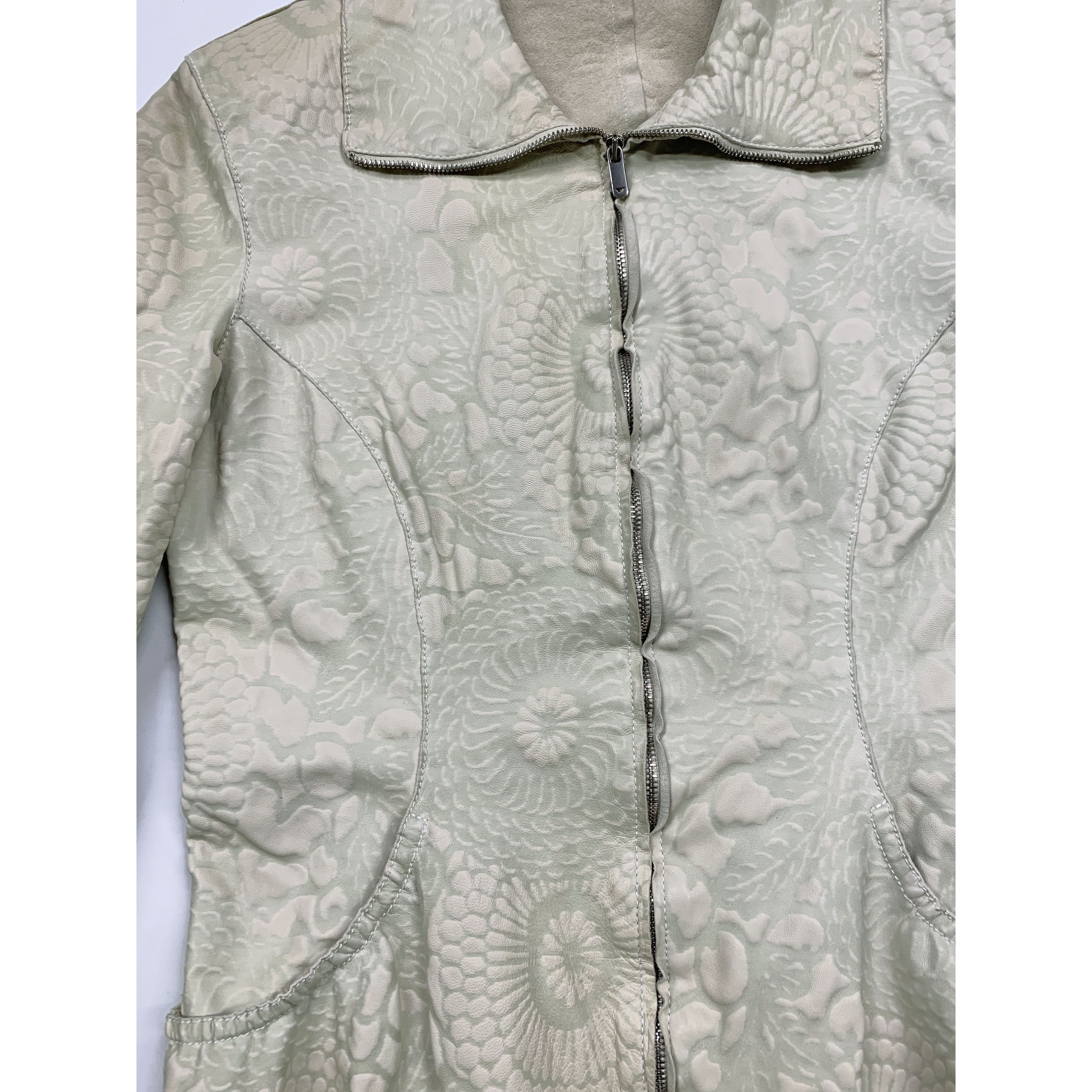 Armani × Emporio Armani 00s Floral Textured Leather Jacket Size M / US 6-8 / IT 42-44 - 5 Thumbnail
