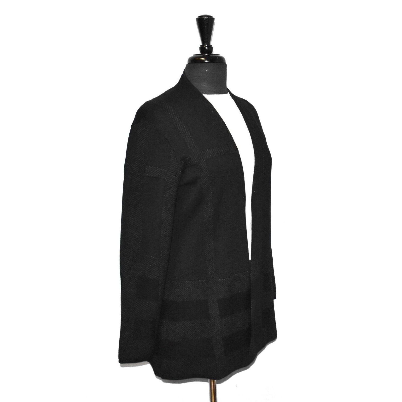 Eileen Fisher NWT EILEEN FISHER Black Merino Cotton Plaid Cardigan Sz S Size S / US 4 / IT 40 - 2 Thumbnail