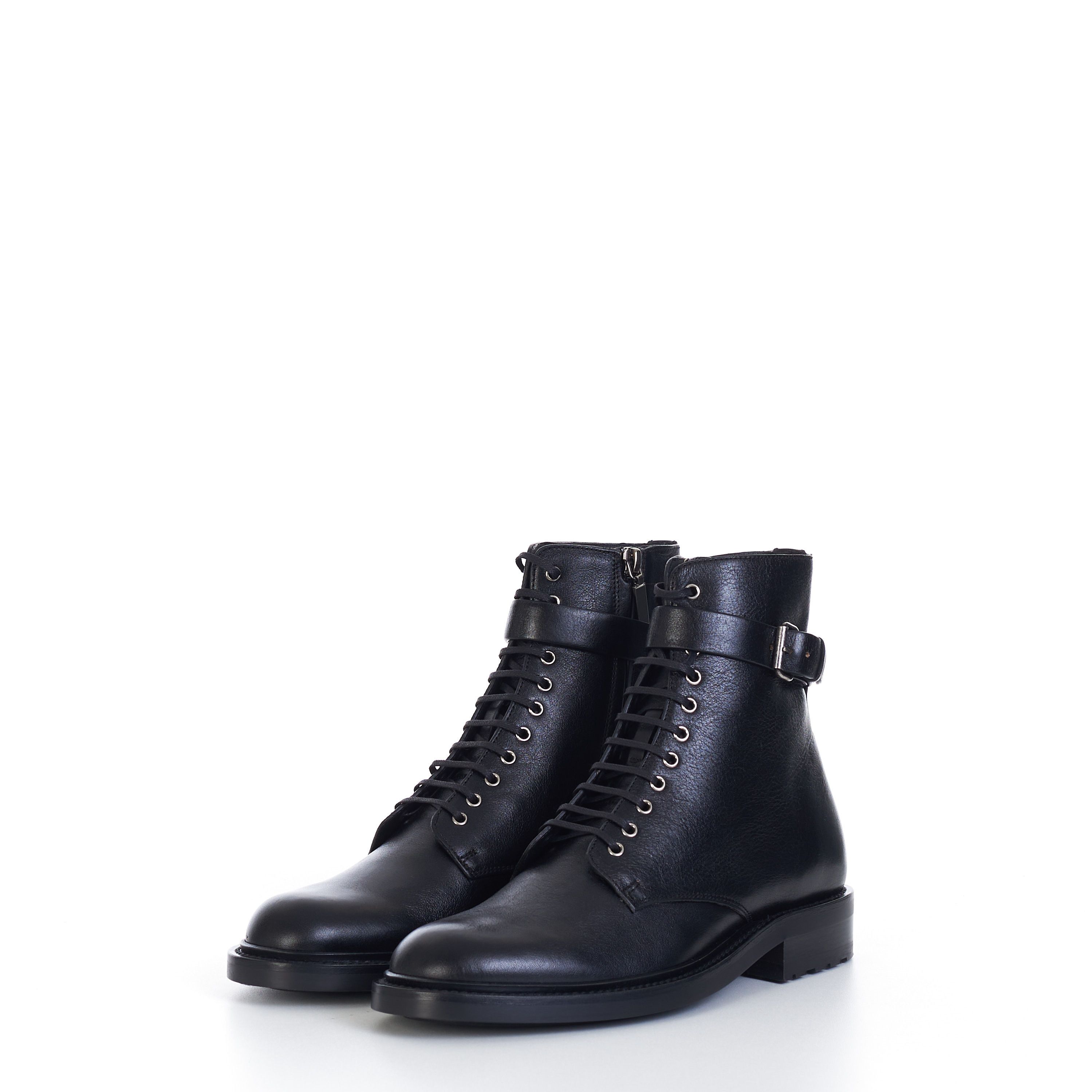 Saint Laurent Paris Black Zipped Ankle Army Boots In Smooth Leather Size US 8 / EU 41 - 4 Thumbnail