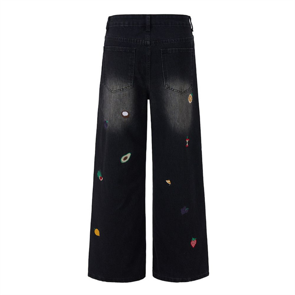 Jean Men's hip-hop distressed retro cartoon embroidered jeans Size US 32 / EU 48 - 6 Thumbnail