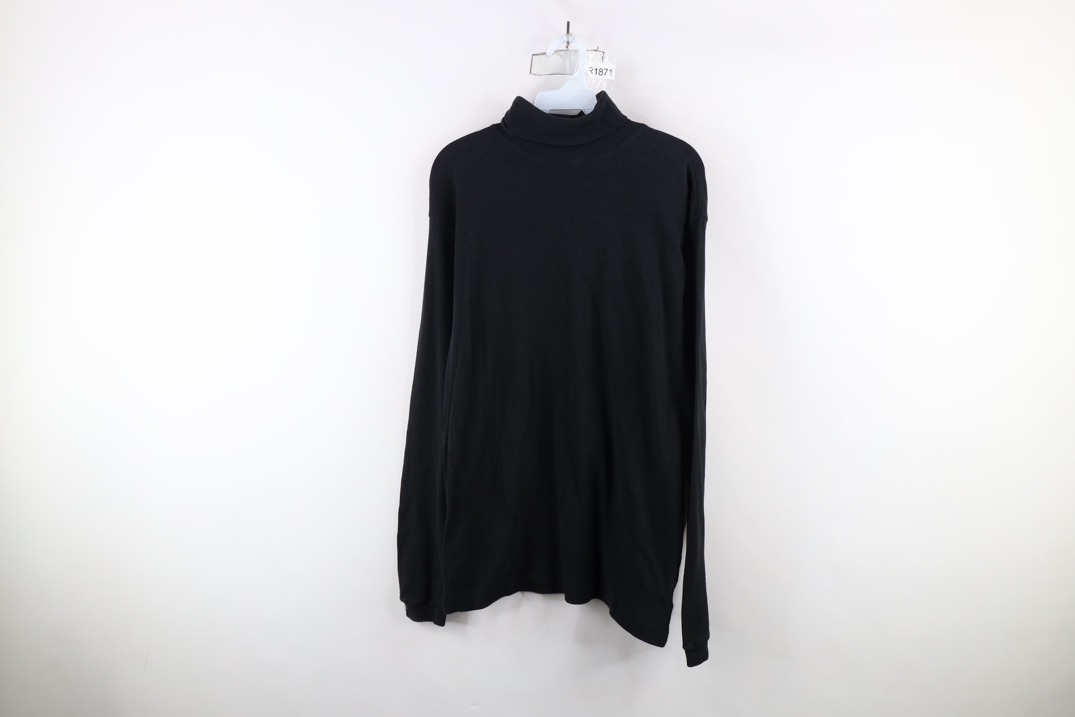 Vintage Vintage 90s Streetwear Blank Turtleneck T-Shirt Black Cotton Size US M / EU 48-50 / 2 - 1 Thumbnail