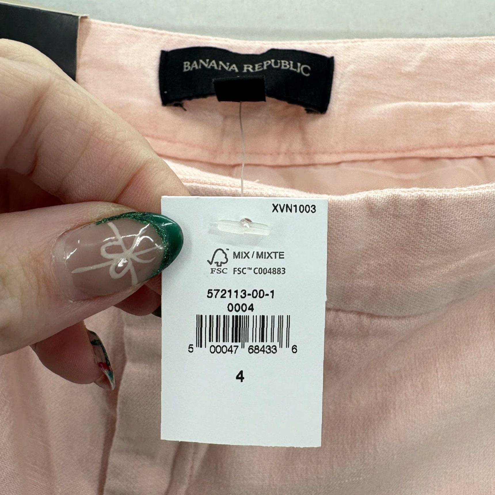 Banana Republic Banana Republic Pants Womens 4 Pink Linen Mid Rise Straight Ankle Stretch Size 27" / US 4 / IT 40 - 5 Thumbnail