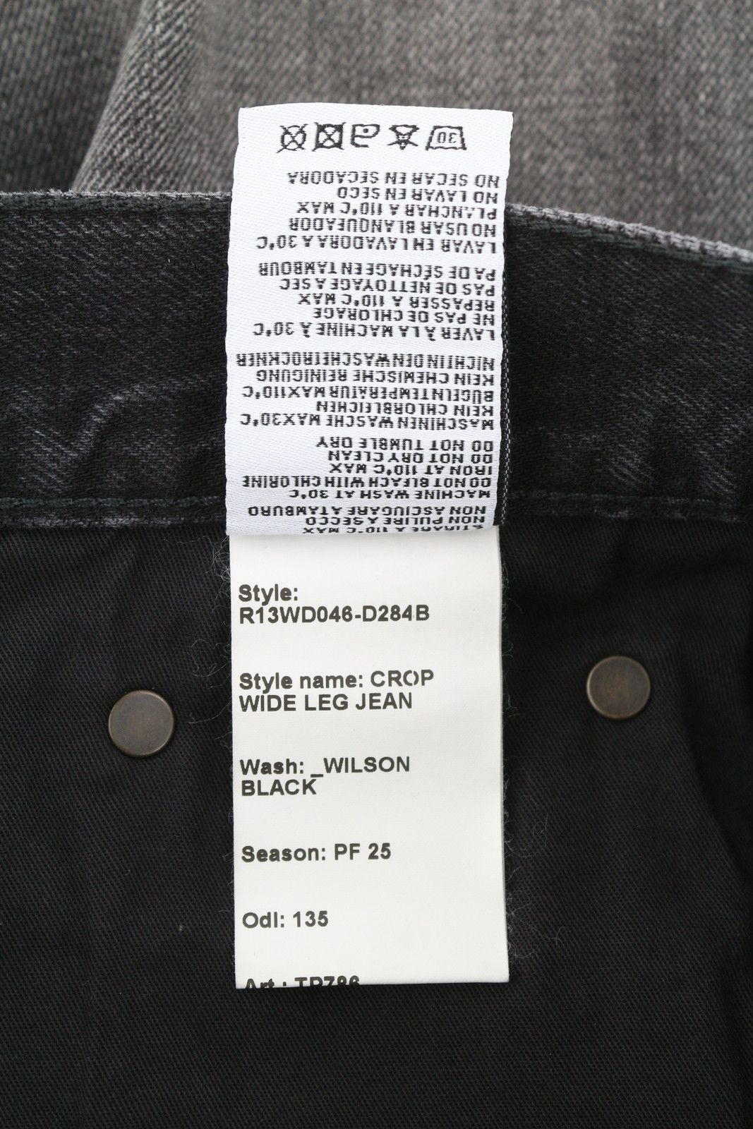 R13 CROP WIDE LEG 25 Wilson Black Faded Distress PF25 86527 Size 25" / US 0 / IT 36 - 10 Thumbnail