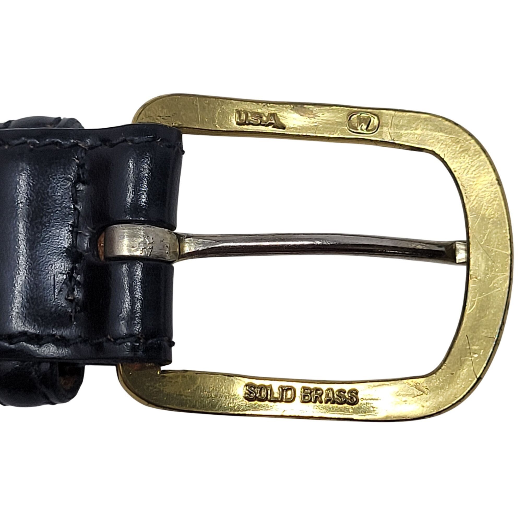 Trafalgar Trafalgar Black Cortina Leather Belt Mens 30 Handmade USA Br Size 30 - 4 Thumbnail
