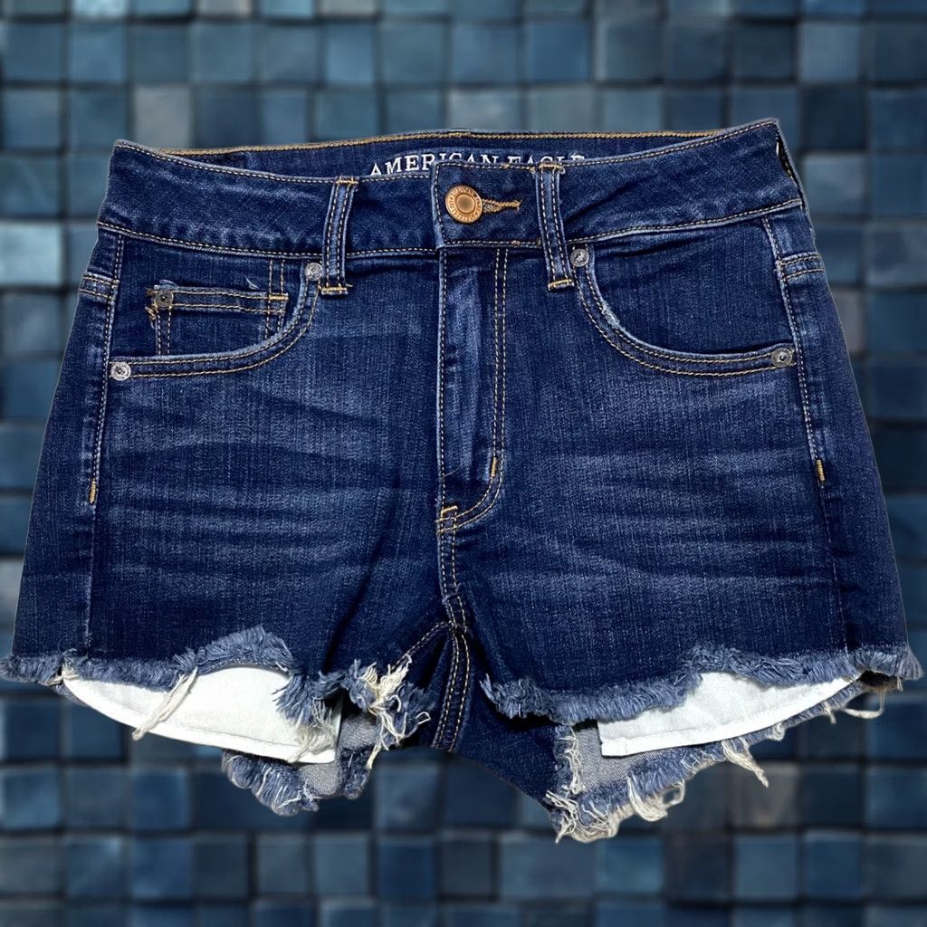 American Eagle Outfitters American Eagle Outfitters Shorts Jeans Blue Dark Wash Cut-Off 4 Womens Vintage No Rise Mid 8.5-10.5 in 5-Pocket Denim Stretch) Size 27" / US 4 / IT 40 - 1 Thumbnail