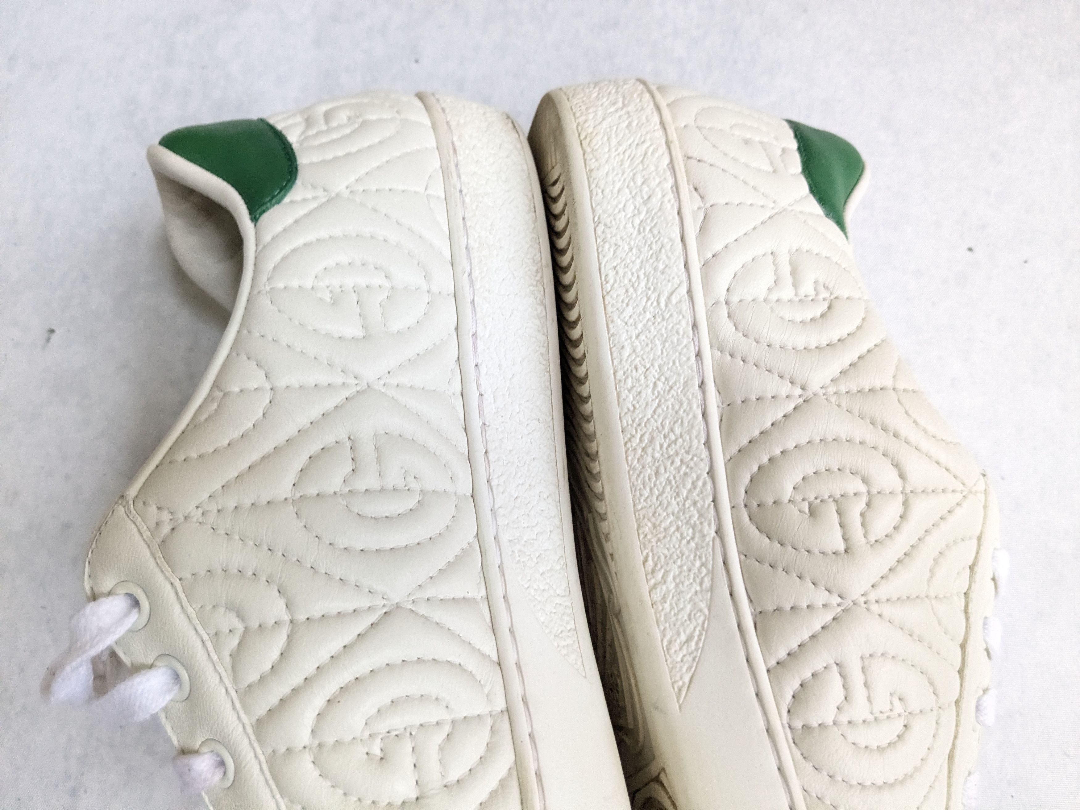 Gucci Gucci Ace Sneakers Rhombus White Green 9.5 Leather Size US 9.5 / EU 42-43 - 13 Thumbnail