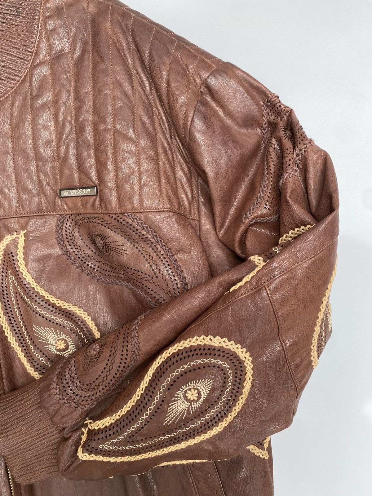 Al Wissam Al- Wissam- Indian Heritage Mango Pattern Leather Jacket Size US XXL / EU 58 / 5 - 8 Thumbnail
