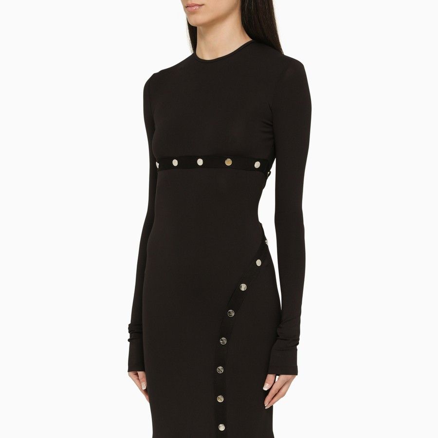 The Attico o1d2blof1024 Midi Dress With Snap Buttons in Black Size XS / US 0-2 / IT 36-38 - 4 Thumbnail