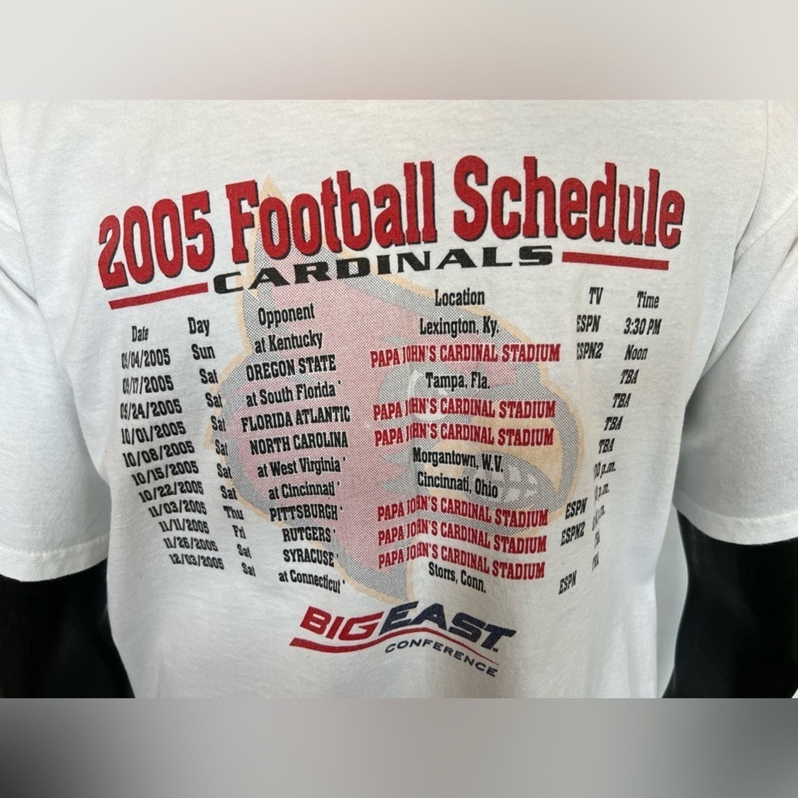 Gildan Louisville Cardinals 2005 Football Schedule Tshirt Size US L / EU 52-54 / 3 - 5 Thumbnail