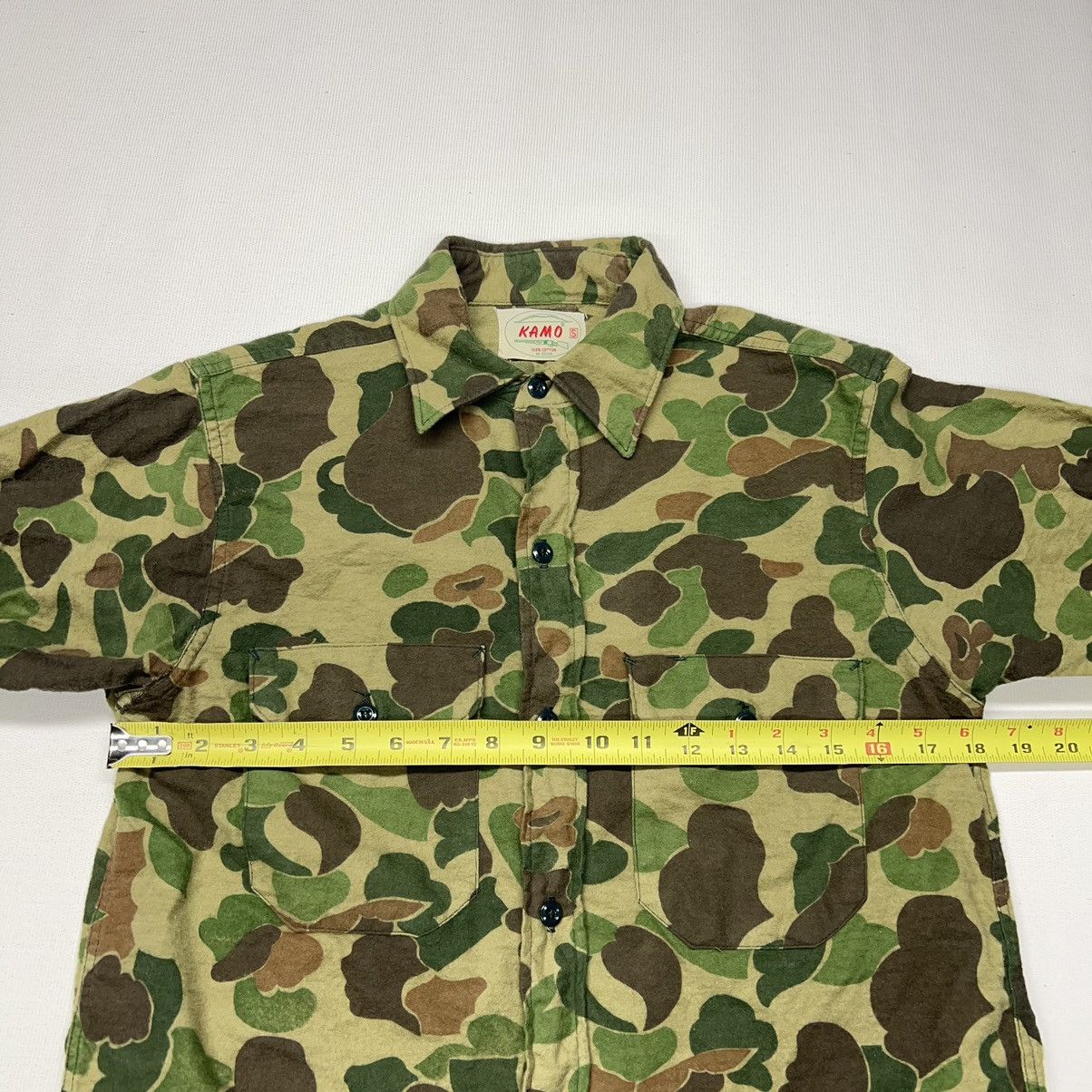 Vintage VTG Kamo Button Shirt Duck Camo Green Hunting Vietnam Era Size US S / EU 44-46 / 1 - 14 Thumbnail