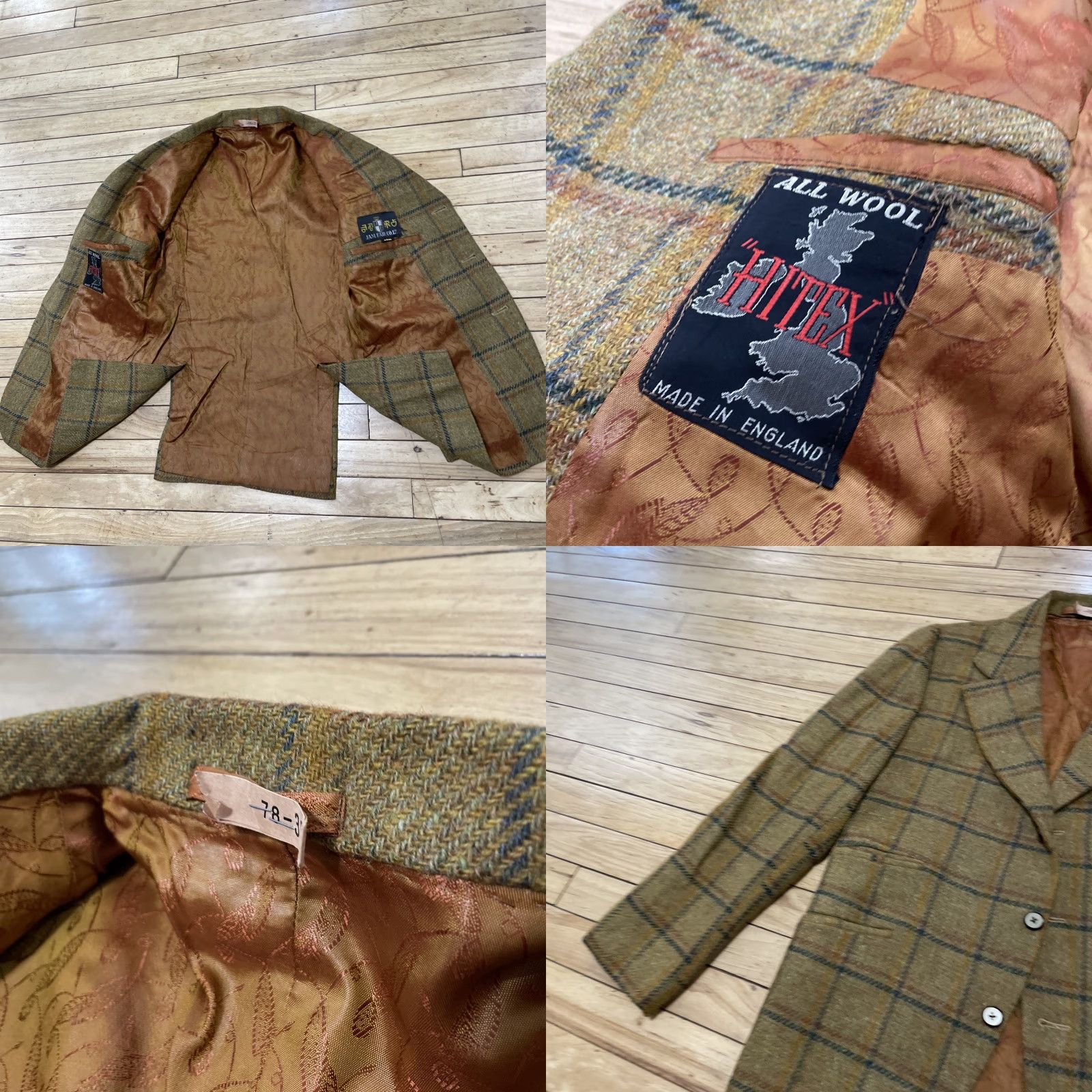 Vintage VINTAGE Hitex Blazer Wool Tweed Plaid Lined 1970s Mustard M Single-Breasted 3-Button notched lapel Unisex Adults Jacket Coat Mens Womens Size 40R - 10 Thumbnail