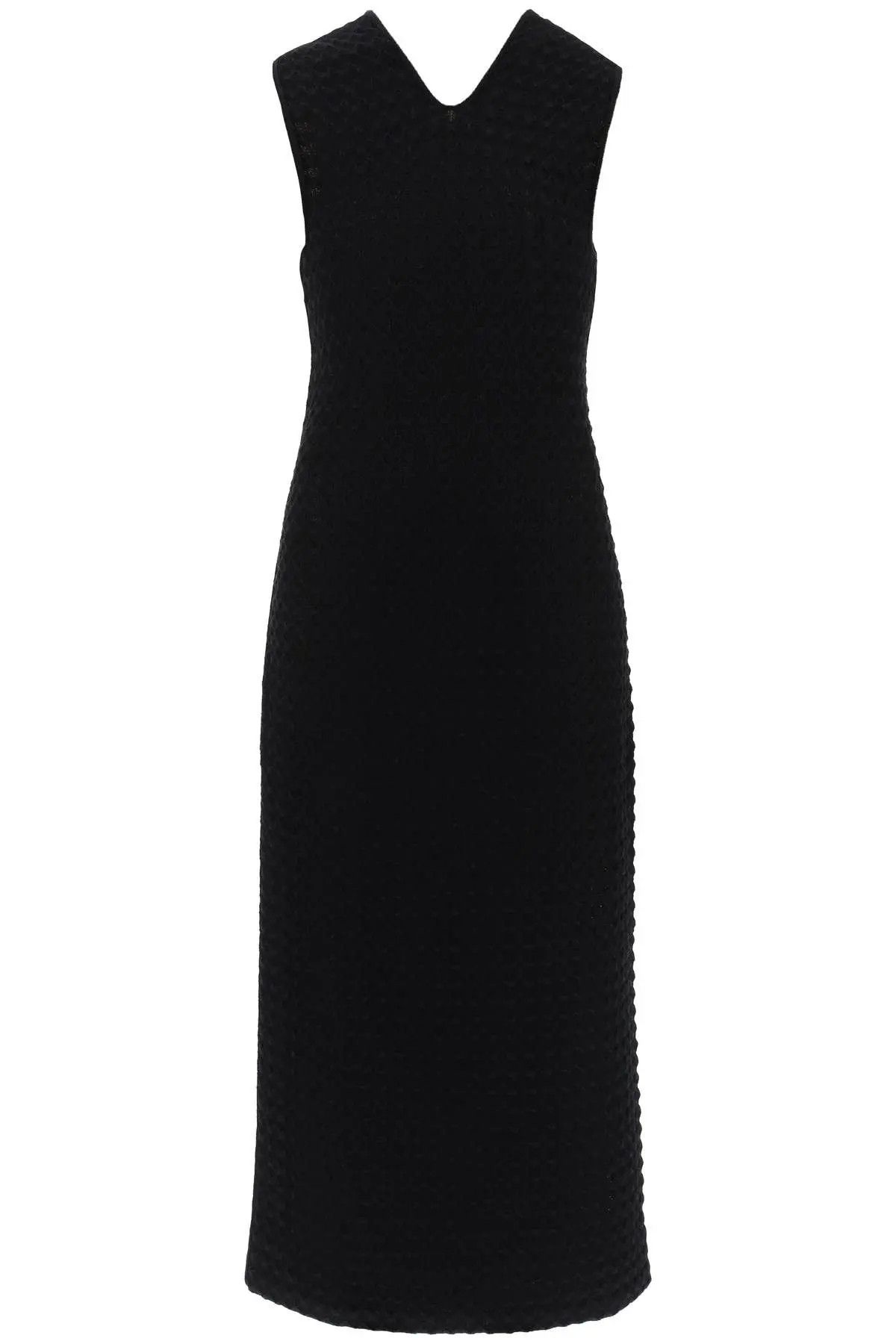o1s22i1n1223 Openwork Knit Midi Dress in Black