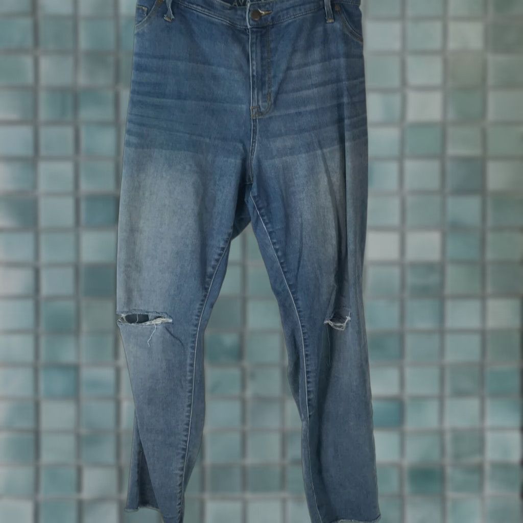 Vintage Ava And Viv Womens Power Stretch Distressed Blue Jegging Jeans 22W Denim Size 22W Size 40" / US 18 - 1 Thumbnail