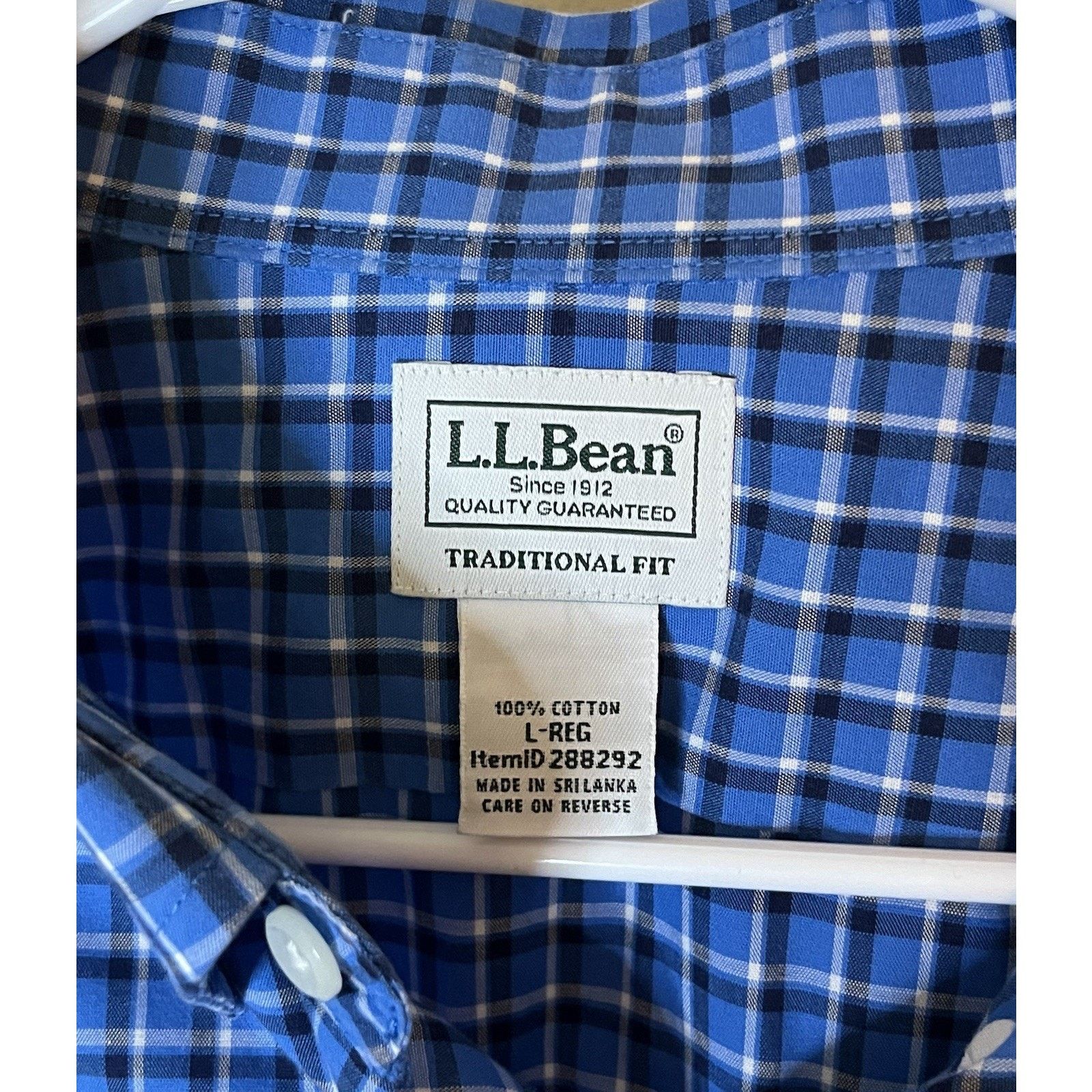 L.L. Bean L.L. Bean Mens L Blue Plaid Cotton Traditional Fit Shirt Size US L / EU 52-54 / 3 - 2 Thumbnail