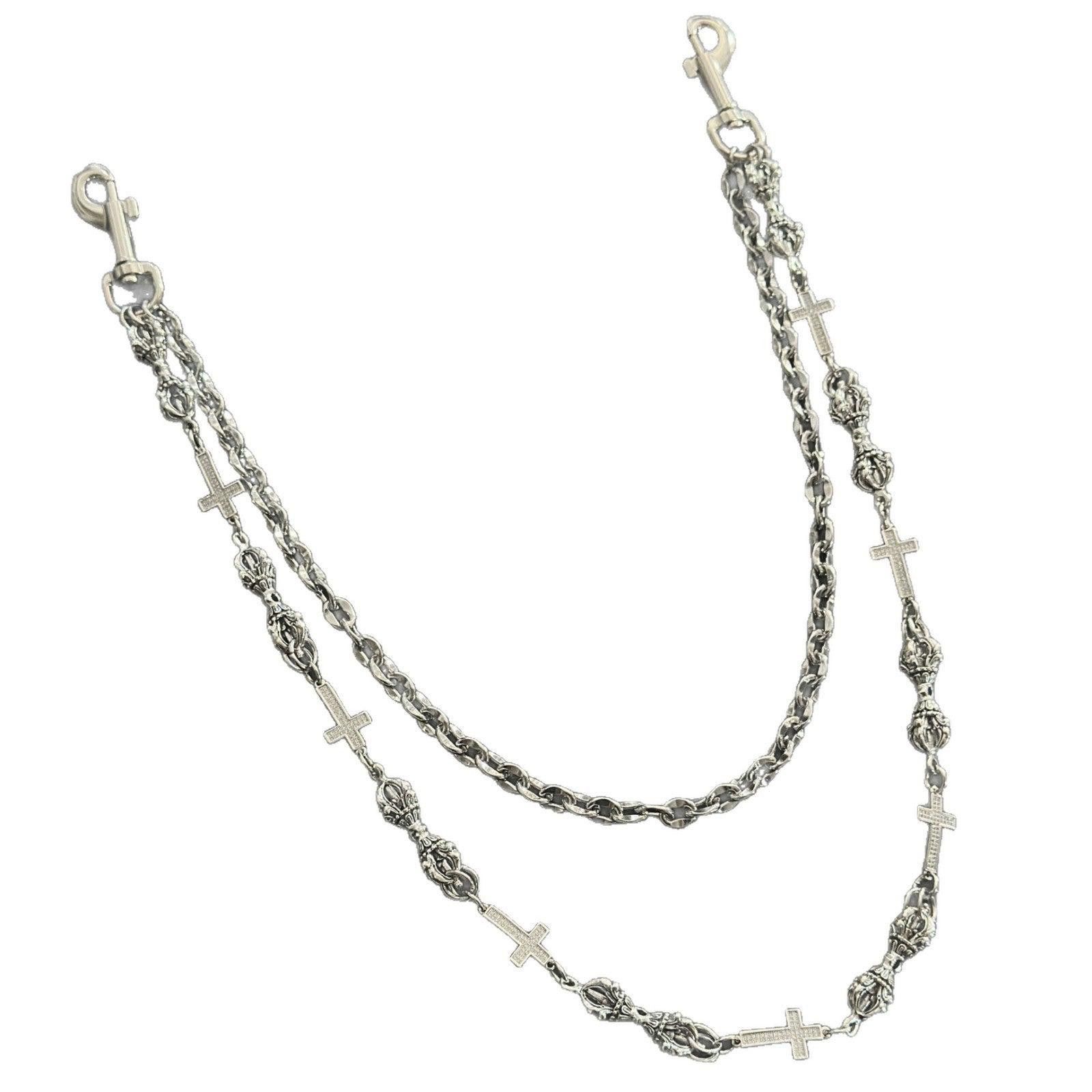 Jewelry Silver Cross Chain Wallet Chain, Gothic Punk Accessory Size ONE SIZE - 2 Thumbnail