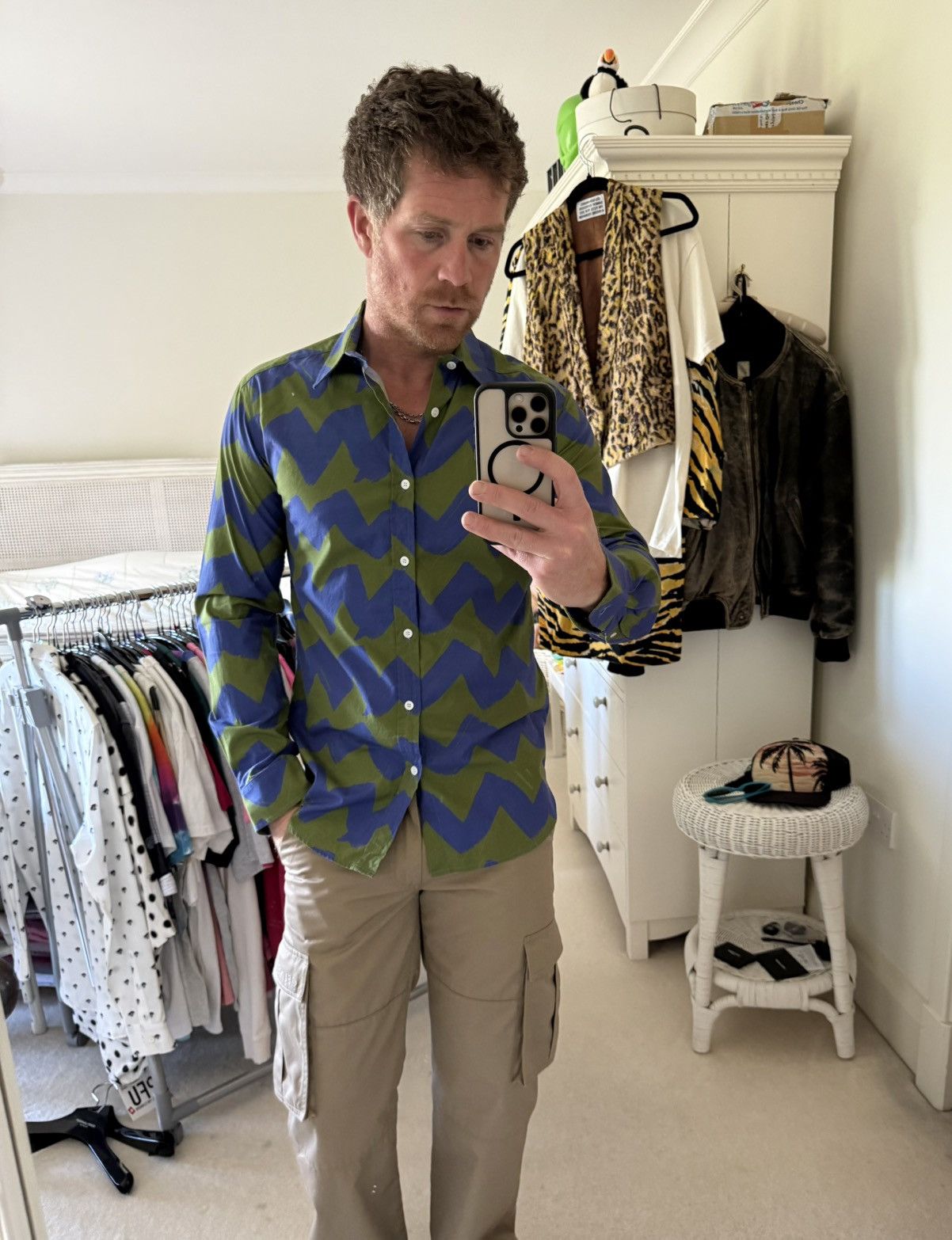 Band Of Outsiders Band of Outsiders blue green squiggle logo shirt Size US M / EU 48-50 / 2 - 2 Thumbnail
