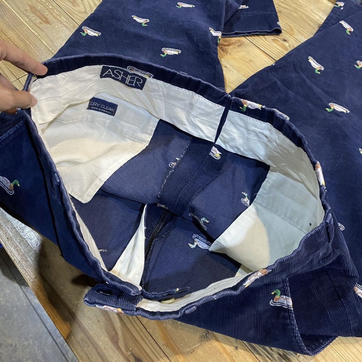 Other Asher Embroidered Corduroy Pants – Navy Duck Pattern Size US 38 / EU 54 - 9 Thumbnail