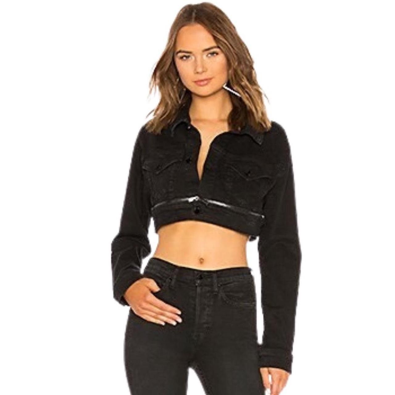 image of Cotton Citizen Cropped Jacket In Washed Black, Women's (Size Small)