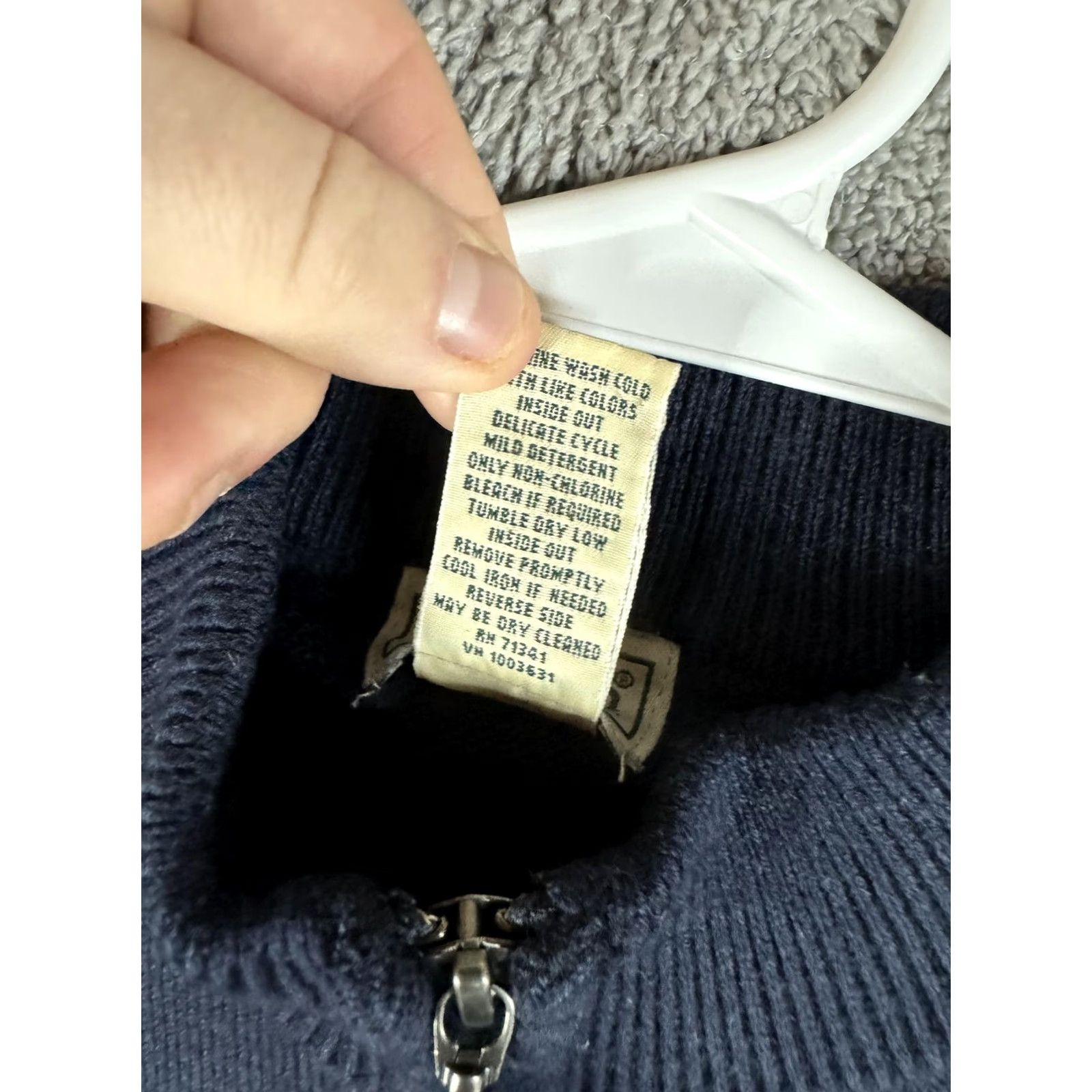 Vintage LL Bean Sweater Mens Medium Navy Merino Wool Quarter Zip Mock Neck Pullover Size US M / EU 48-50 / 2 - 7 Thumbnail