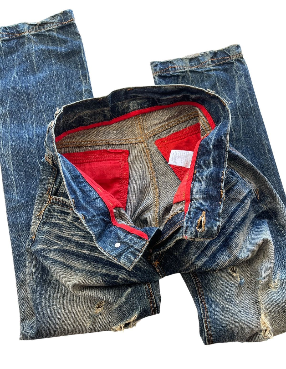 Vintage Japanese Back Vintage Clawmark Distressed Denim Size US 31 - 10 Thumbnail