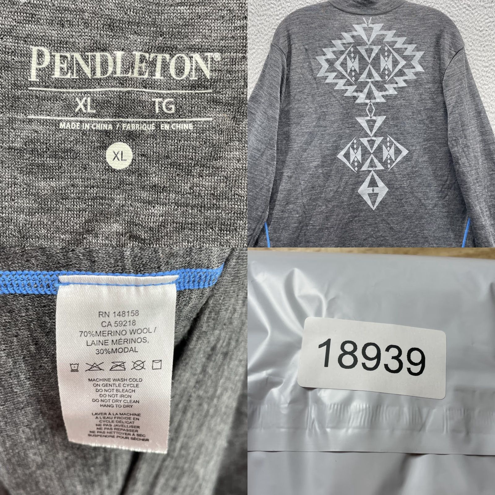 Pendleton Pendleton Merino Wool Blend Pullover Men XL Base Layer Southwestern Running Hike Shirt Size US XL / EU 56 / 4 - 8 Thumbnail