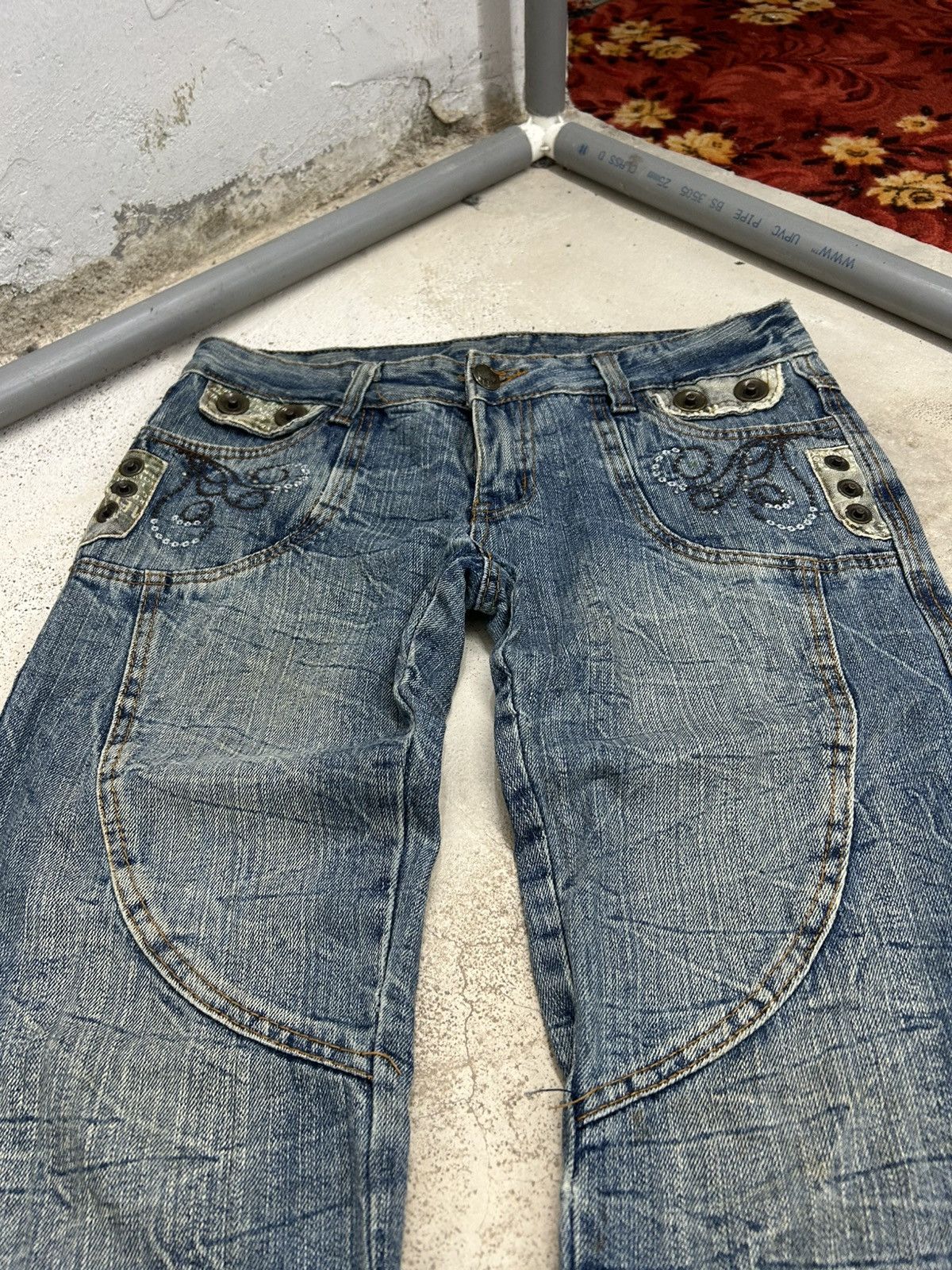 20471120 × Hysteric Glamour × Japanese Brand JWYZ Pocketwork Baggy Distressed Clawn Mark Rivet Button Size US 32 / EU 48 - 12 Thumbnail