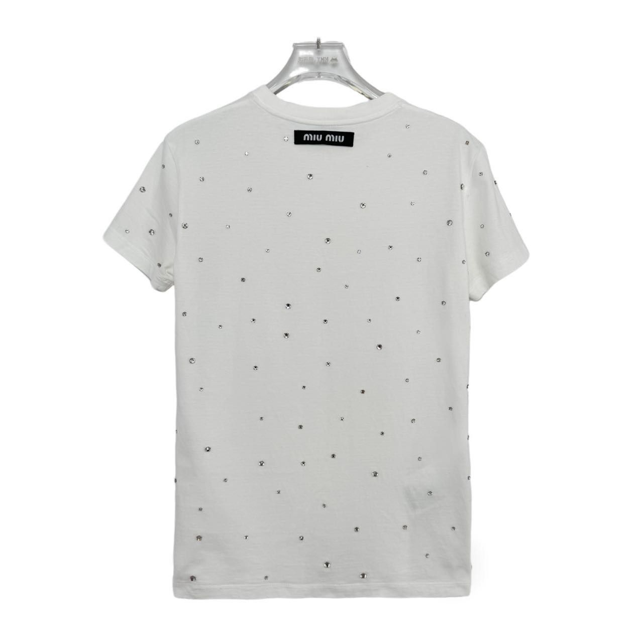 Miu Miu Miu Miu Crew Neck Short Sleeve Star Studded T-Shirt K26WX Size XS / US 0-2 / IT 36-38 - 2 Thumbnail